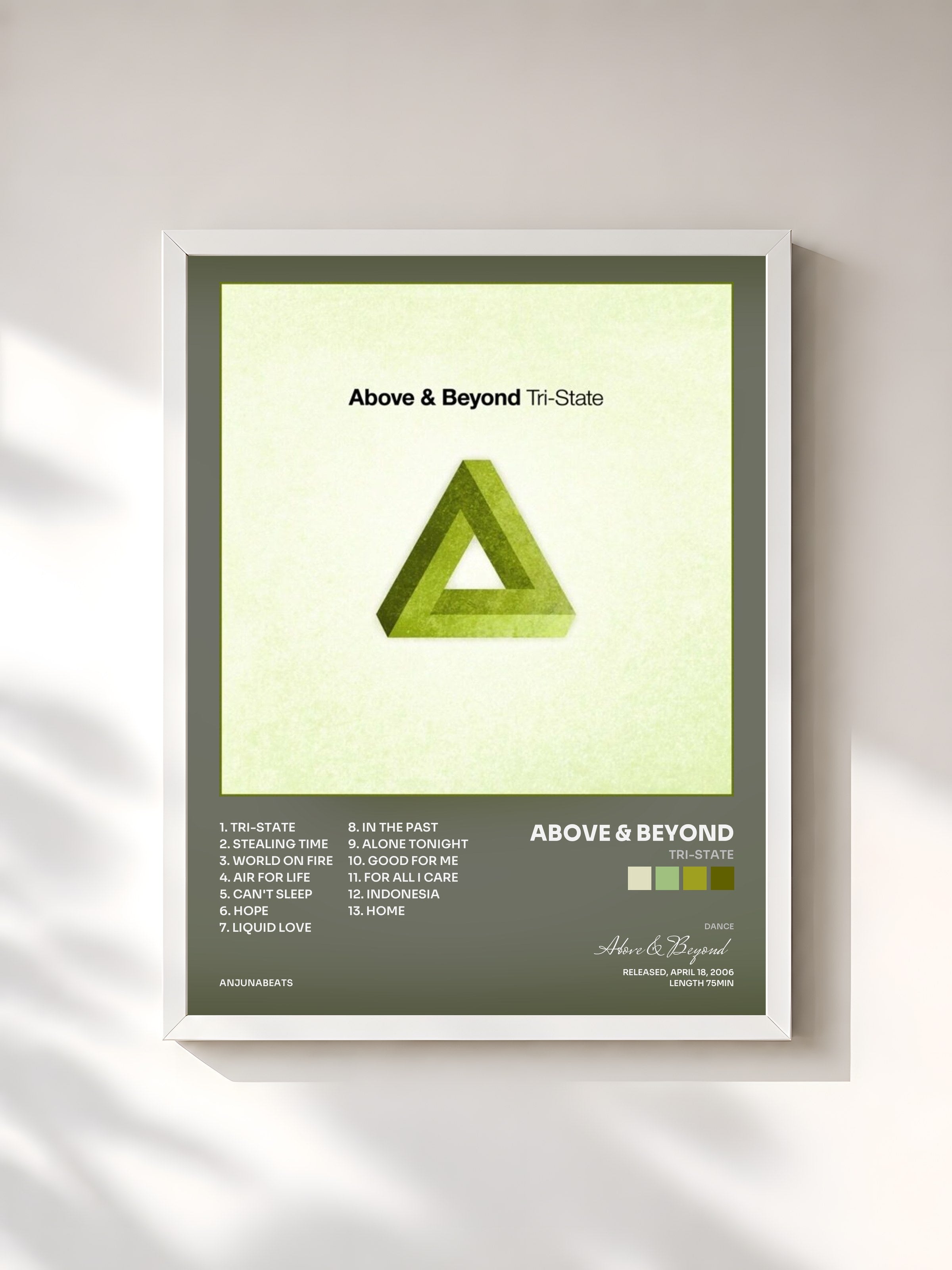 #blanc Tableau de l'album Tri-State de Above & Beyond, cadre blanc, imprimé et encadré en France