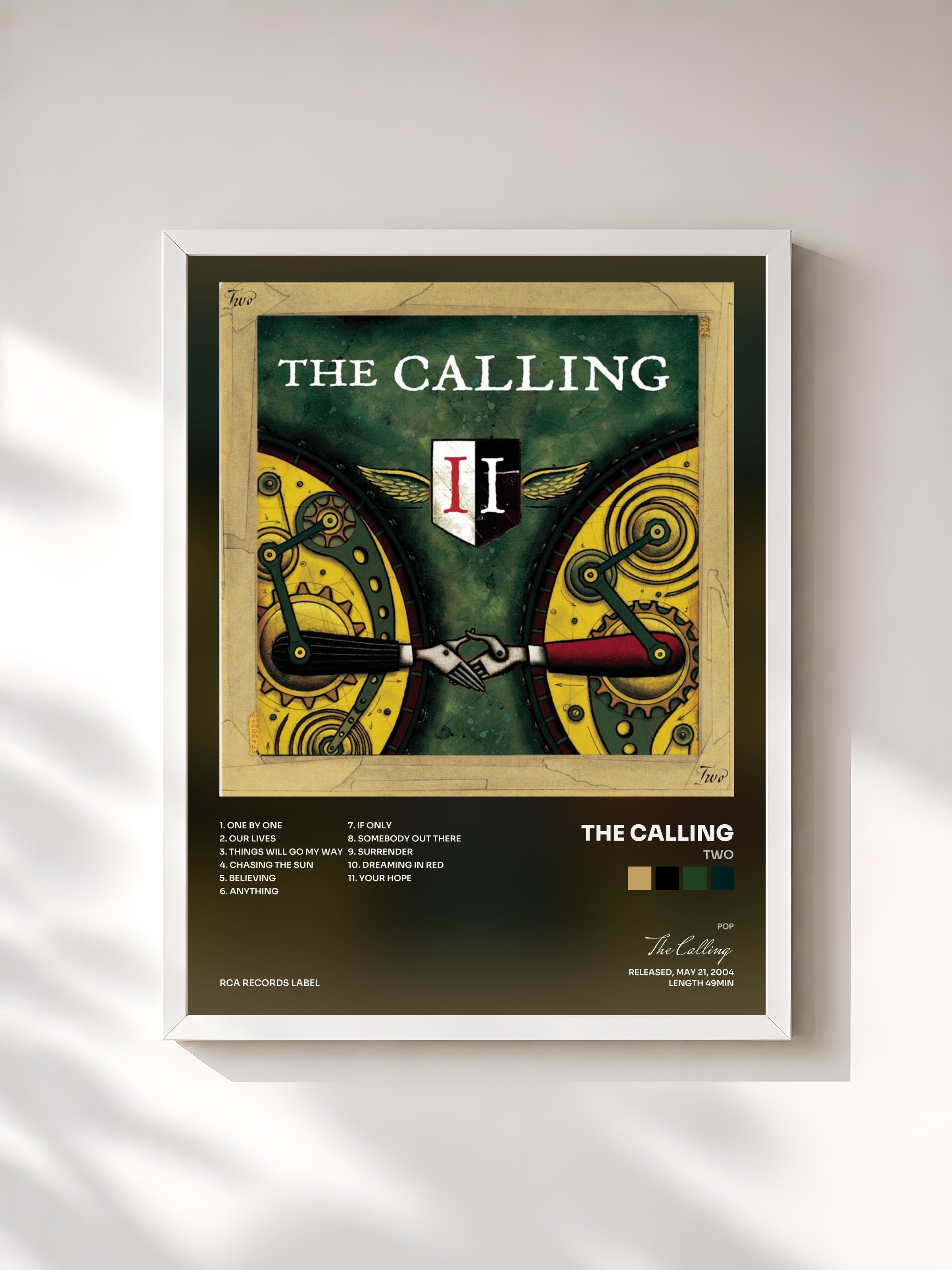 #blanc Tableau de l'album Two de The Calling, cadre blanc, imprimé et encadré en France