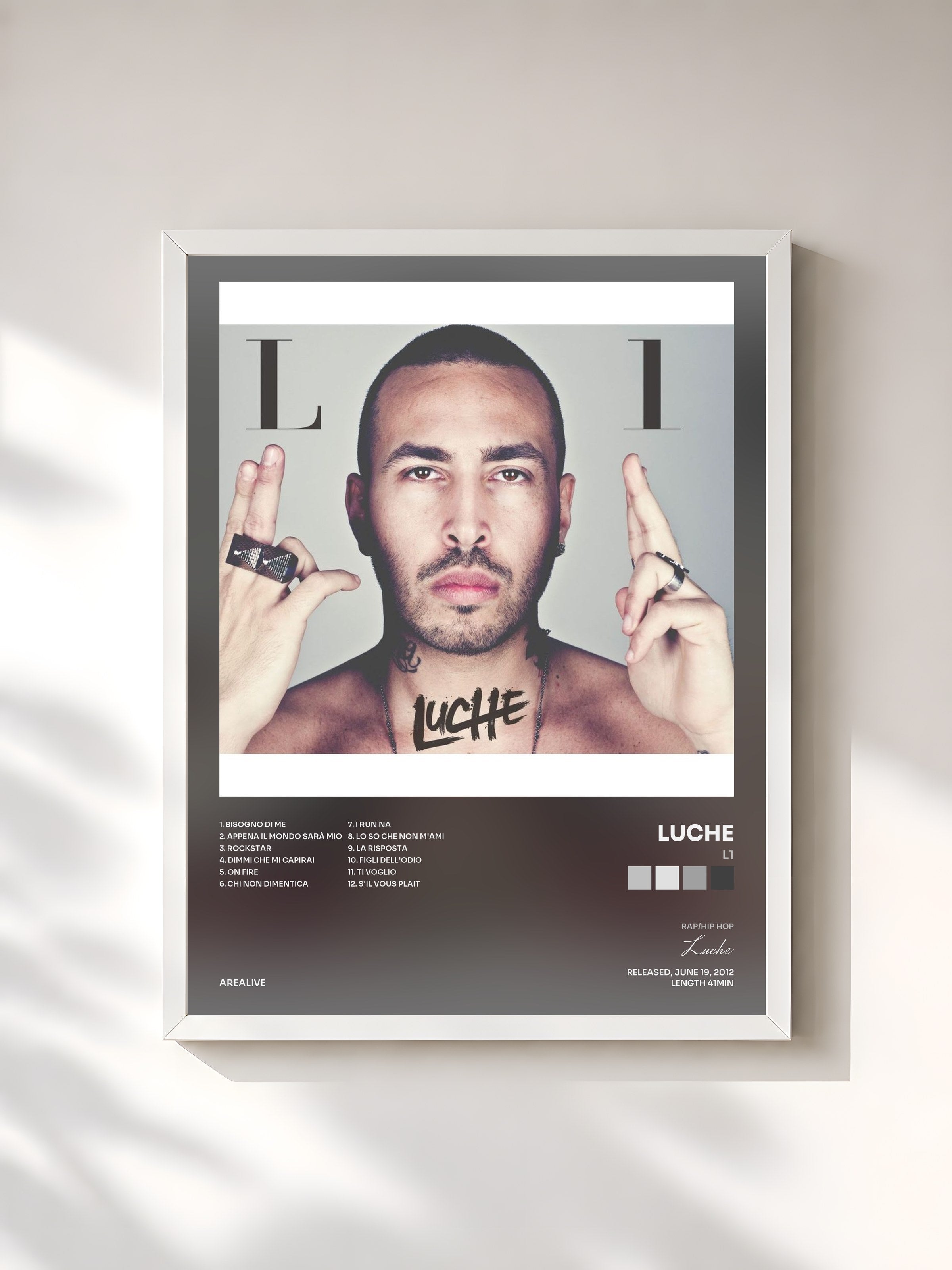 #blanc Tableau de l'album L1 de Luche, cadre blanc, imprimé et encadré en France