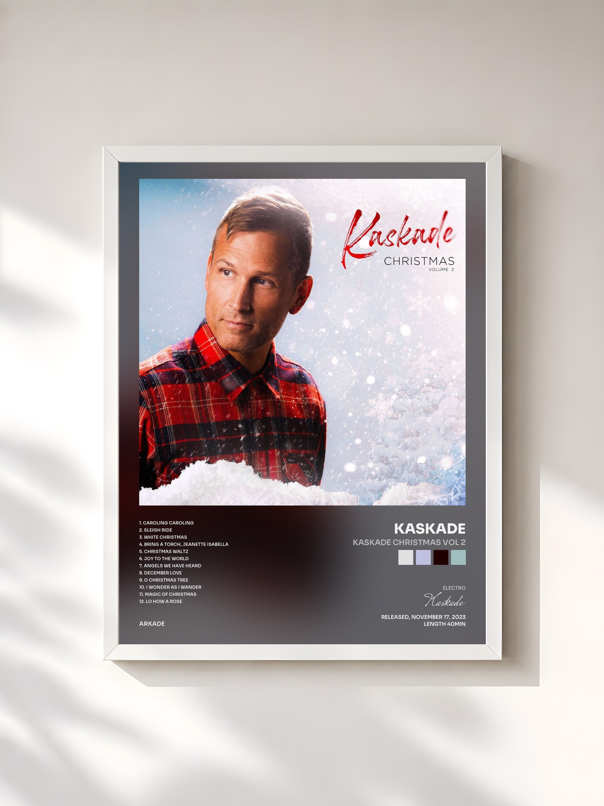#blanc Tableau de l'album Kaskade Christmas Vol 2 de Kaskade, cadre blanc, imprimé et encadré en France
