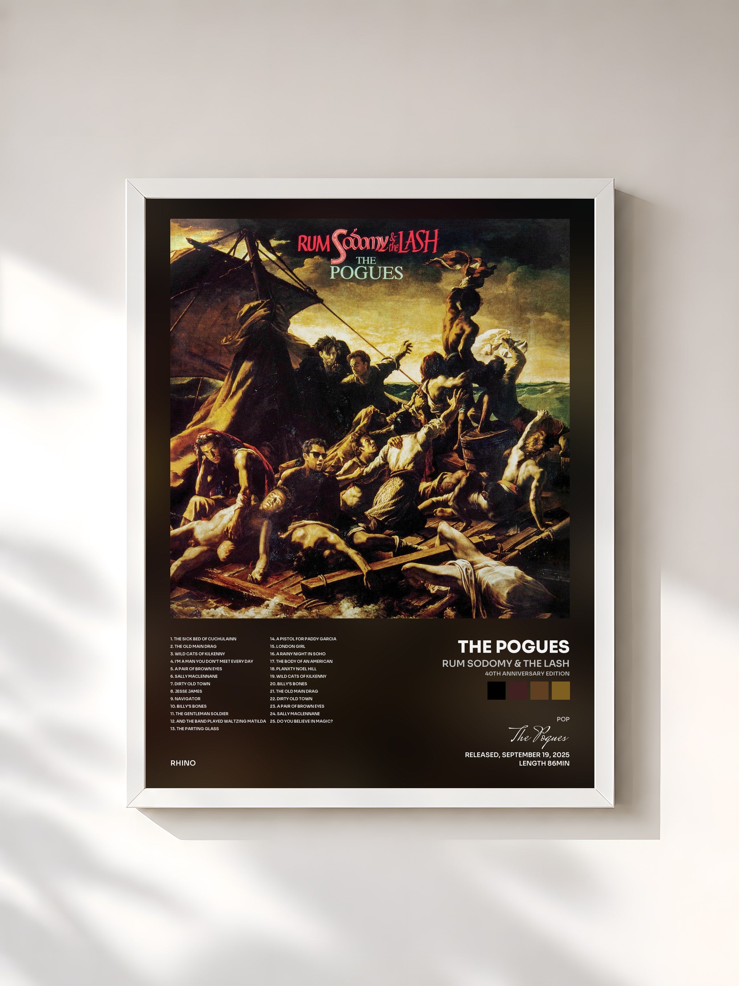 #blanc Tableau de l'album Rum Sodomy & The Lash (40th Anniversary Edition) de The Pogues, cadre blanc, imprimé et encadré en France