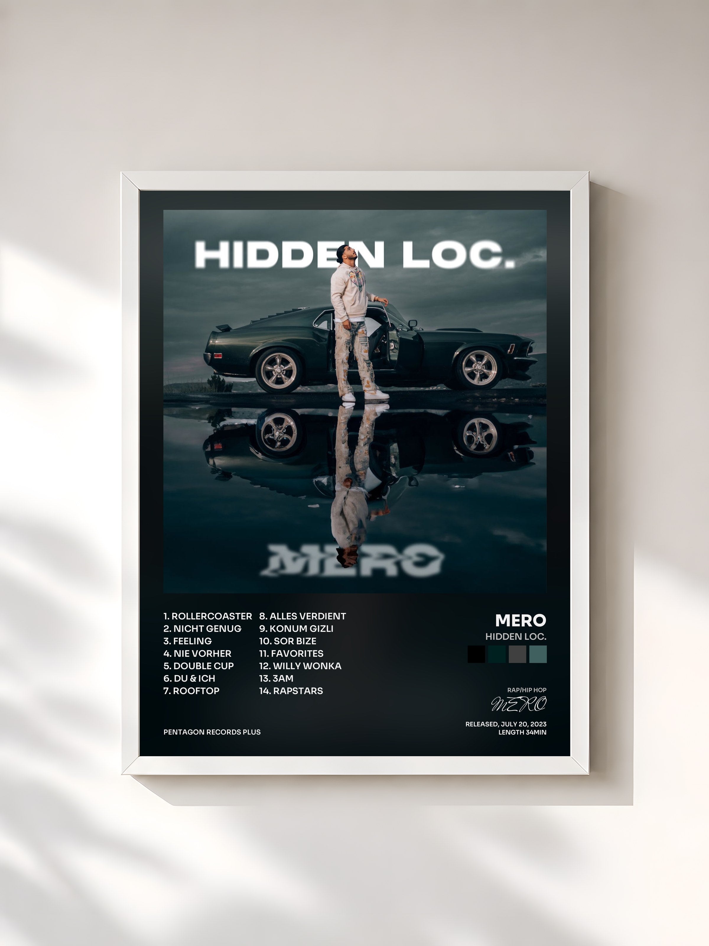 #blanc Tableau de l'album Hidden Loc. de MERO, cadre blanc, imprimé et encadré en France