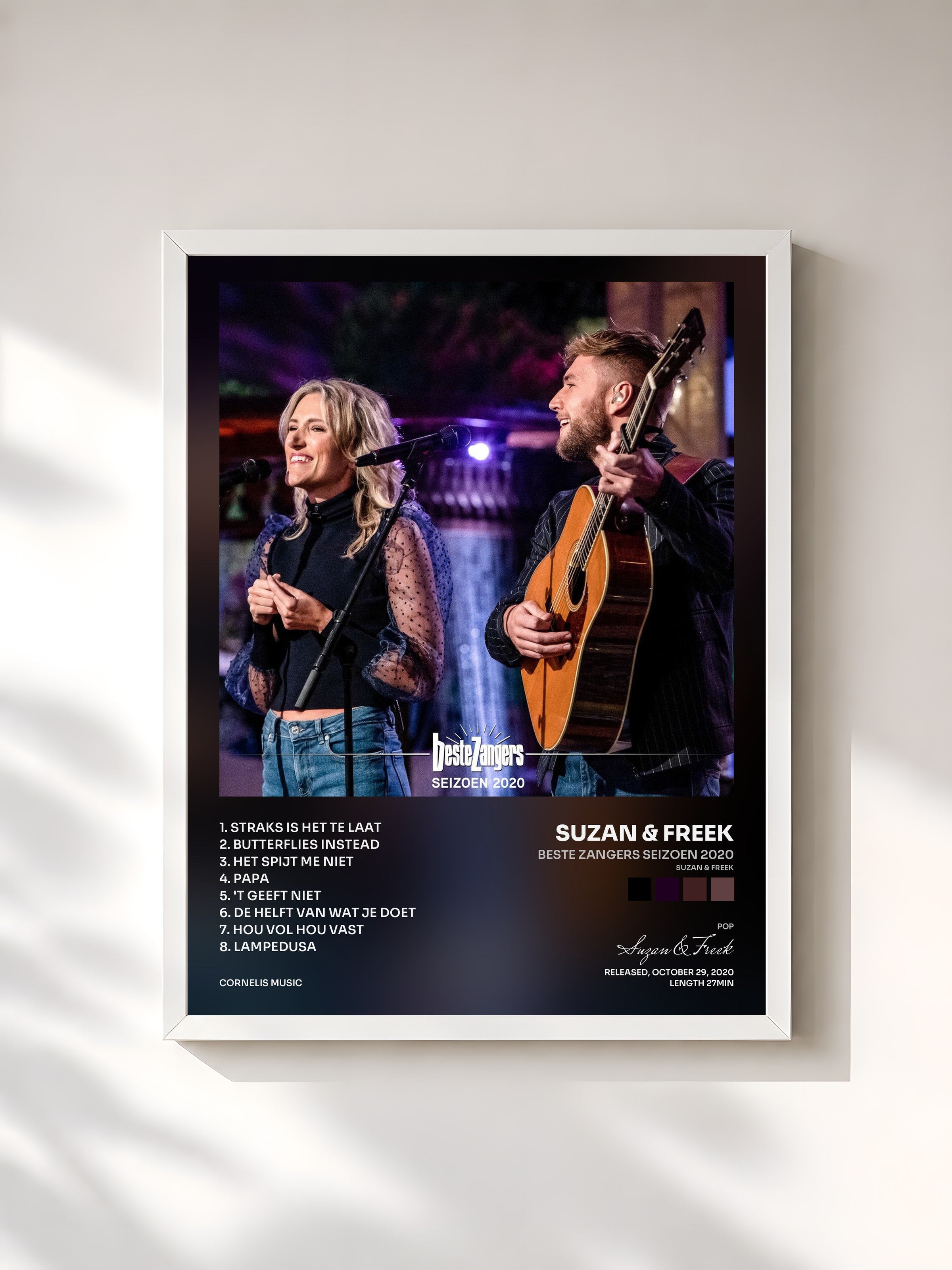 #blanc Tableau de l'album Beste Zangers Seizoen 2020 (Suzan & Freek) de Suzan & Freek, cadre blanc, imprimé et encadré en France