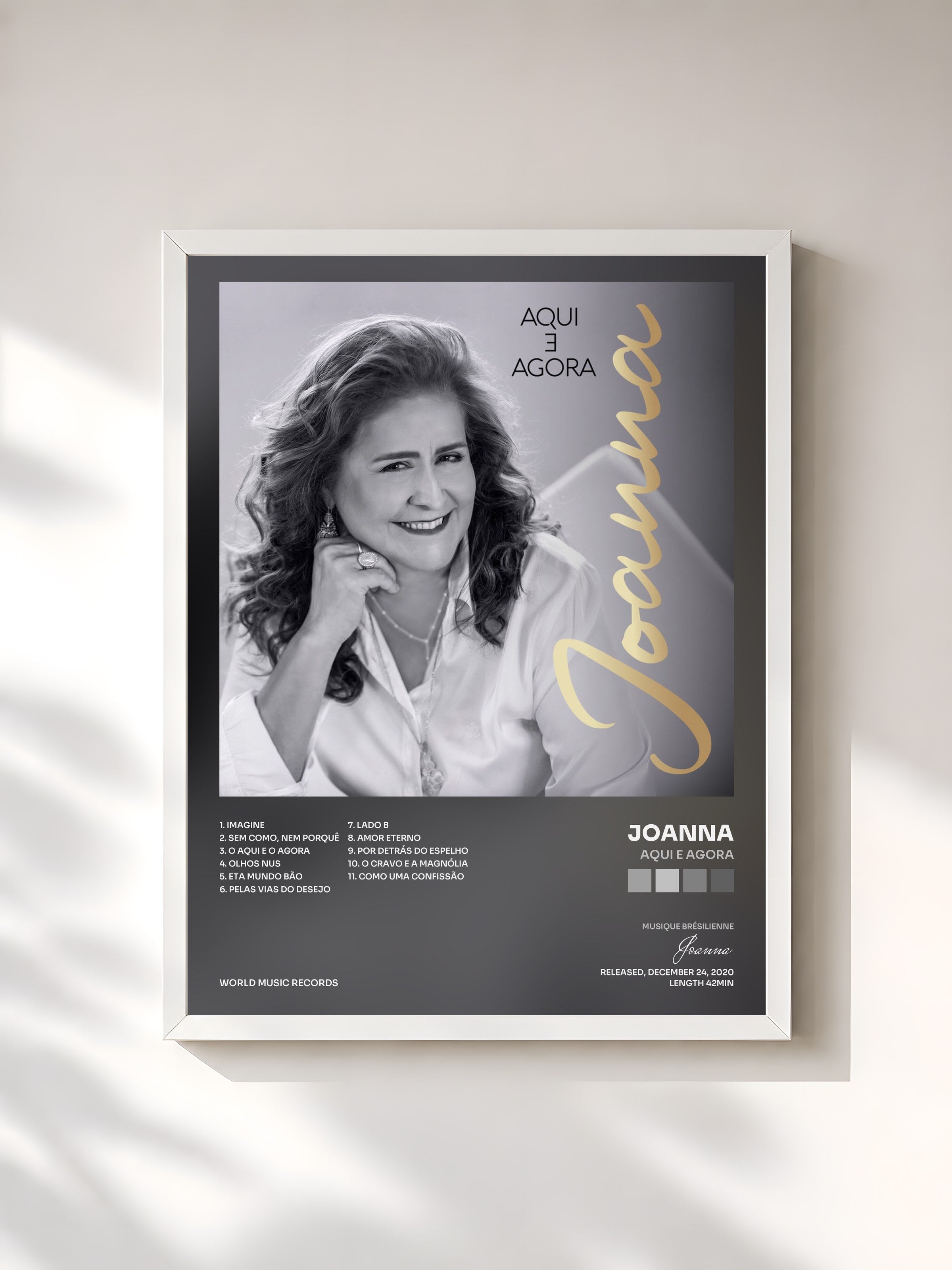 #blanc Tableau de l'album Aqui e Agora de Joanna, cadre blanc, imprimé et encadré en France