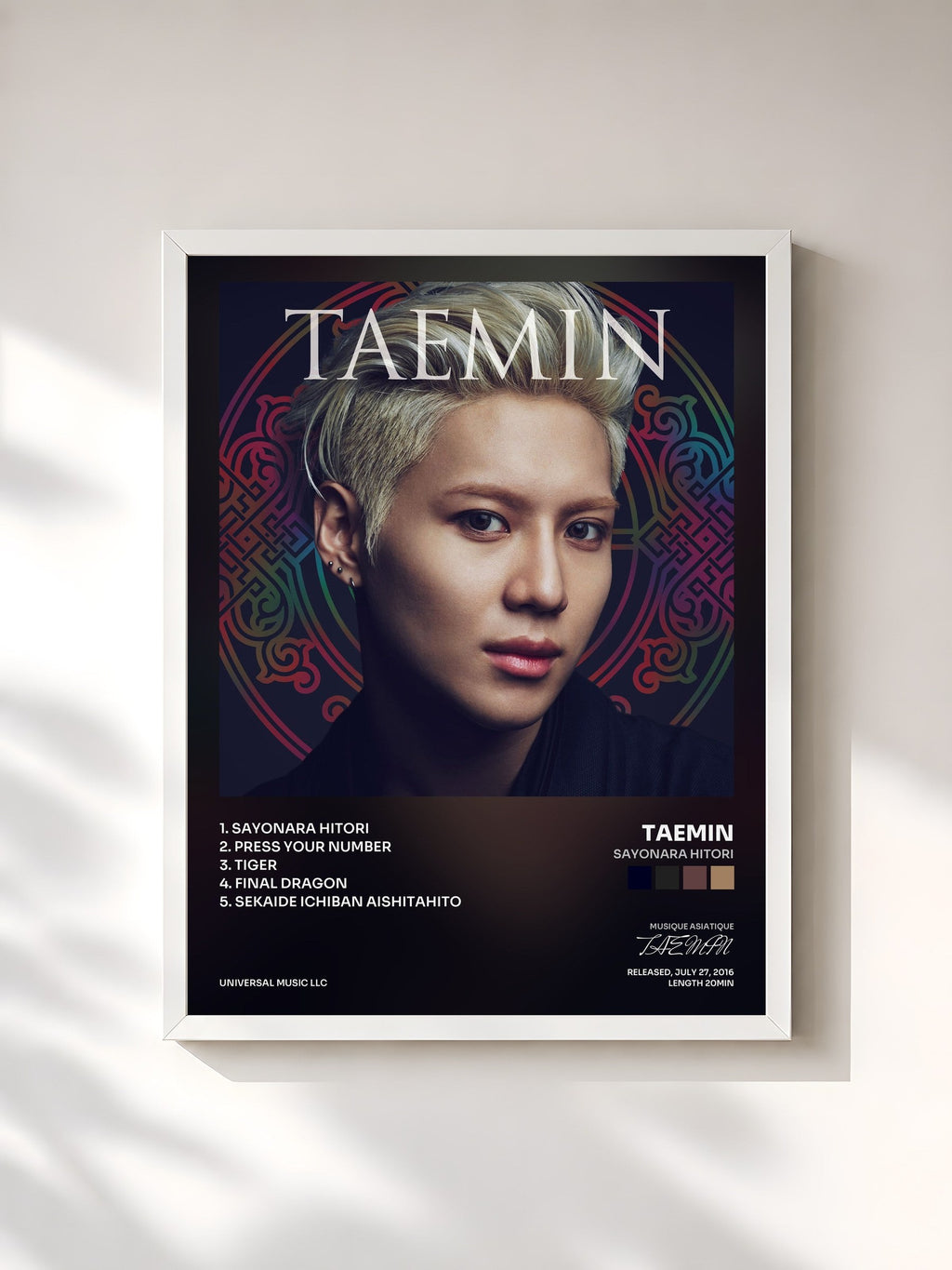 #blanc Sayonara Hitori di TAEMIN in stampa incorniciata, cornice bianca, stampata e incorniciata in Francia