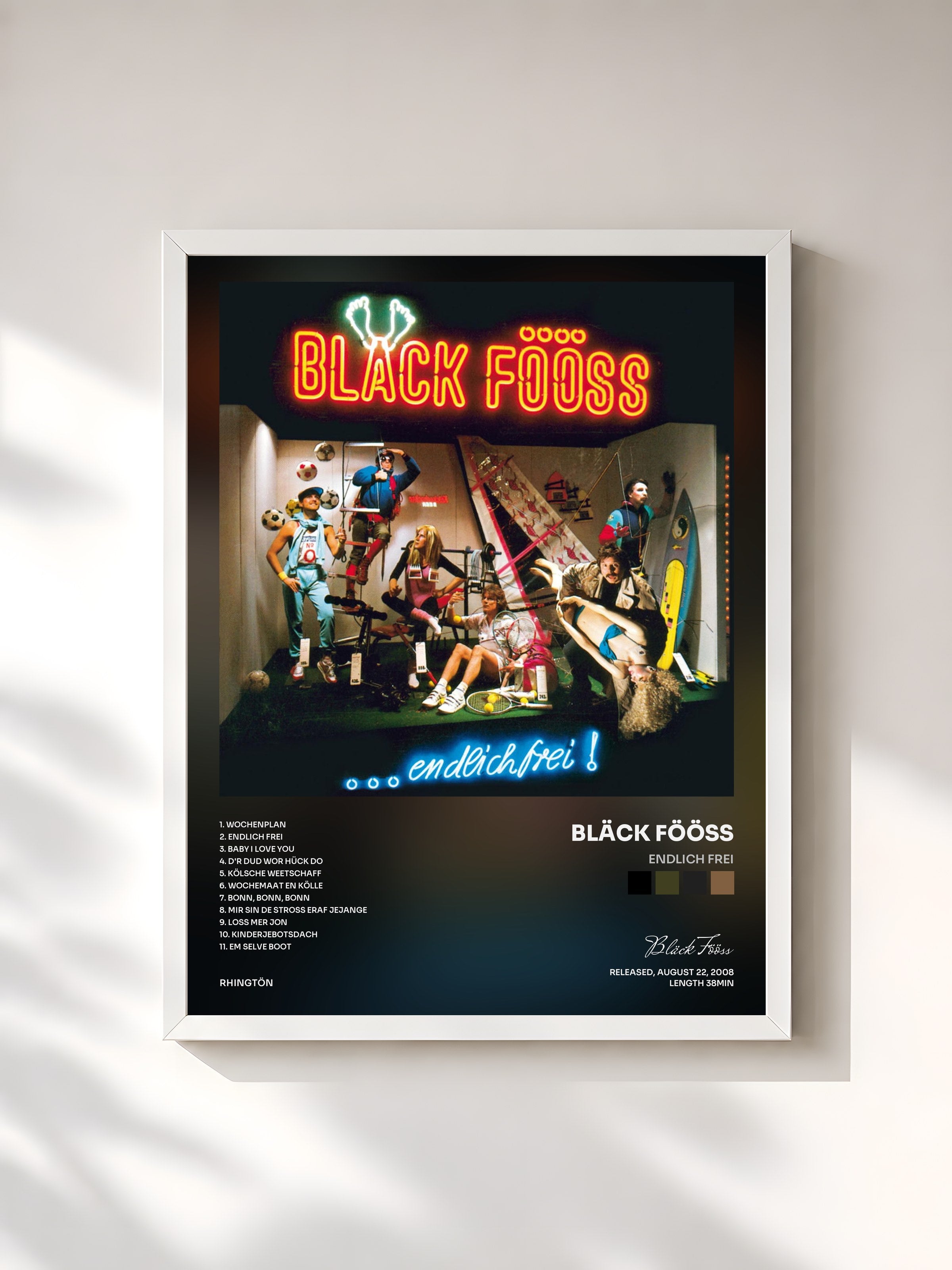 #blanc Tableau de l'album Endlich Frei de Bläck Fööss, cadre blanc, imprimé et encadré en France
