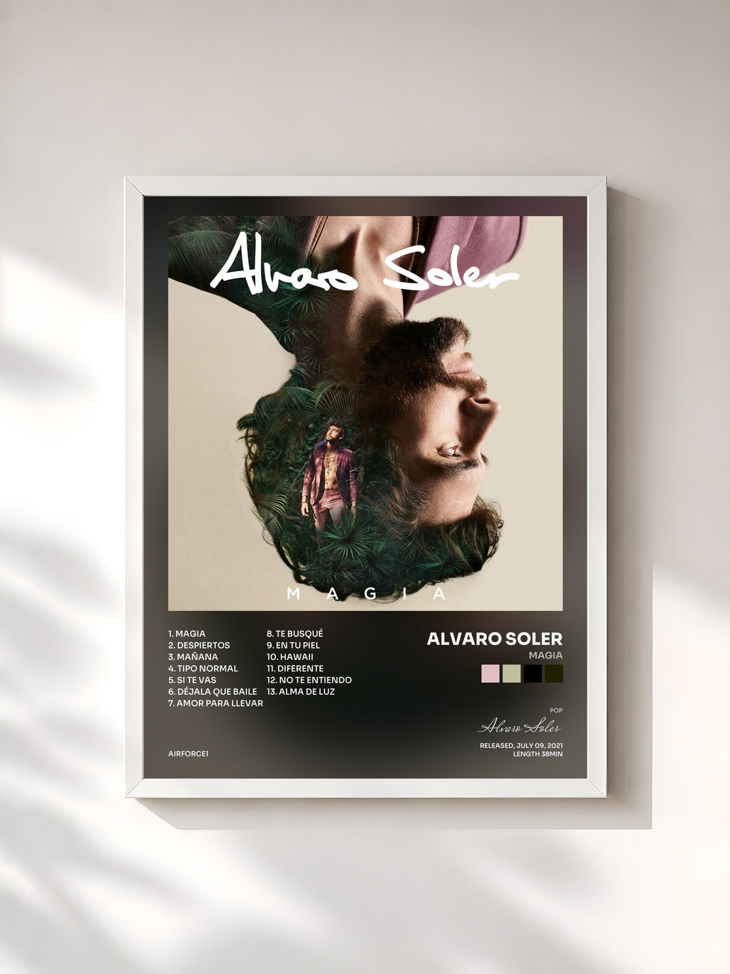 #blanc Tableau de l'album Magia de Alvaro Soler, cadre blanc, imprimé et encadré en France
