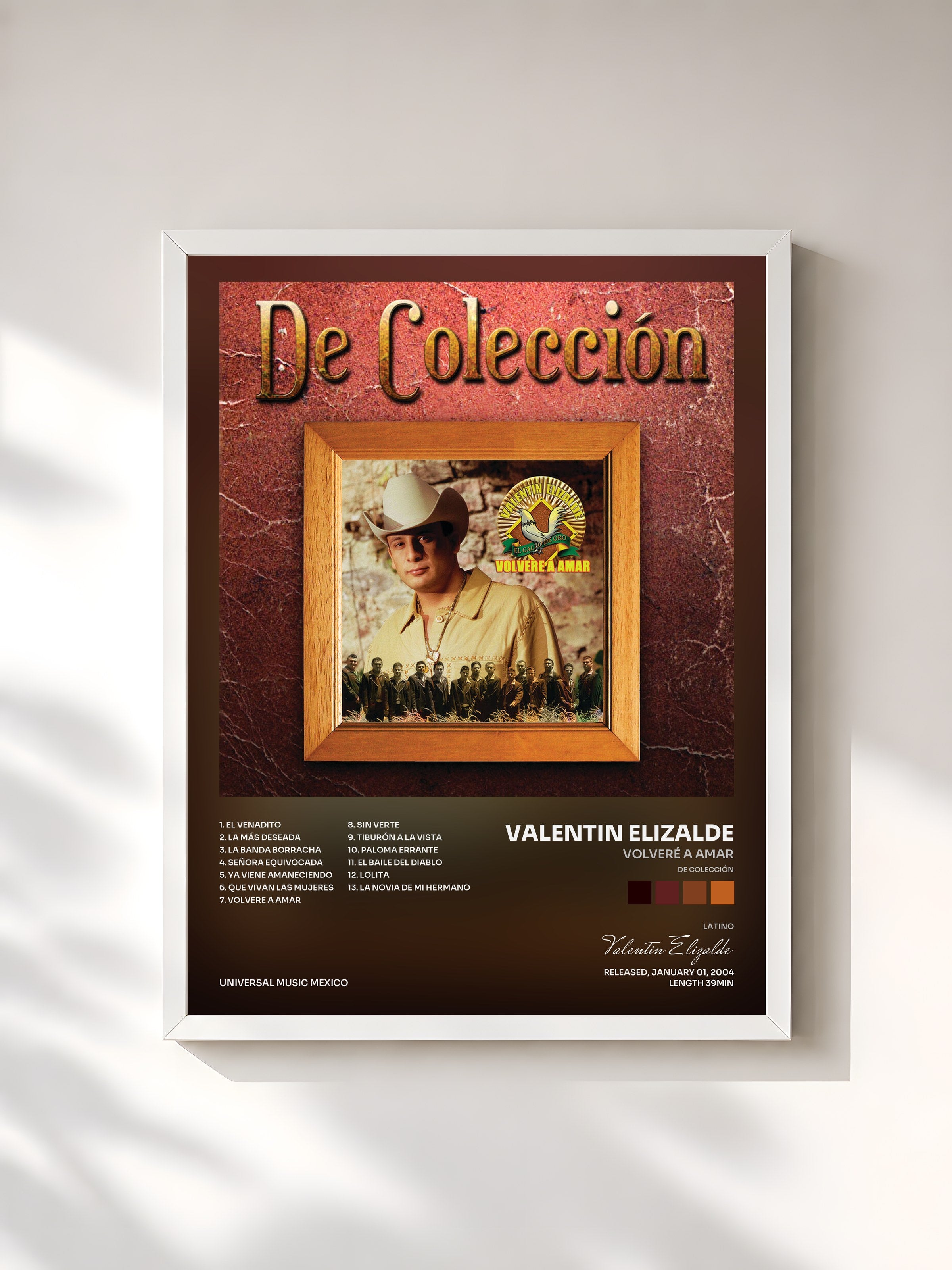 #blanc Tableau de l'album Volveré A Amar (De Colección) de Valentin Elizalde, cadre blanc, imprimé et encadré en France