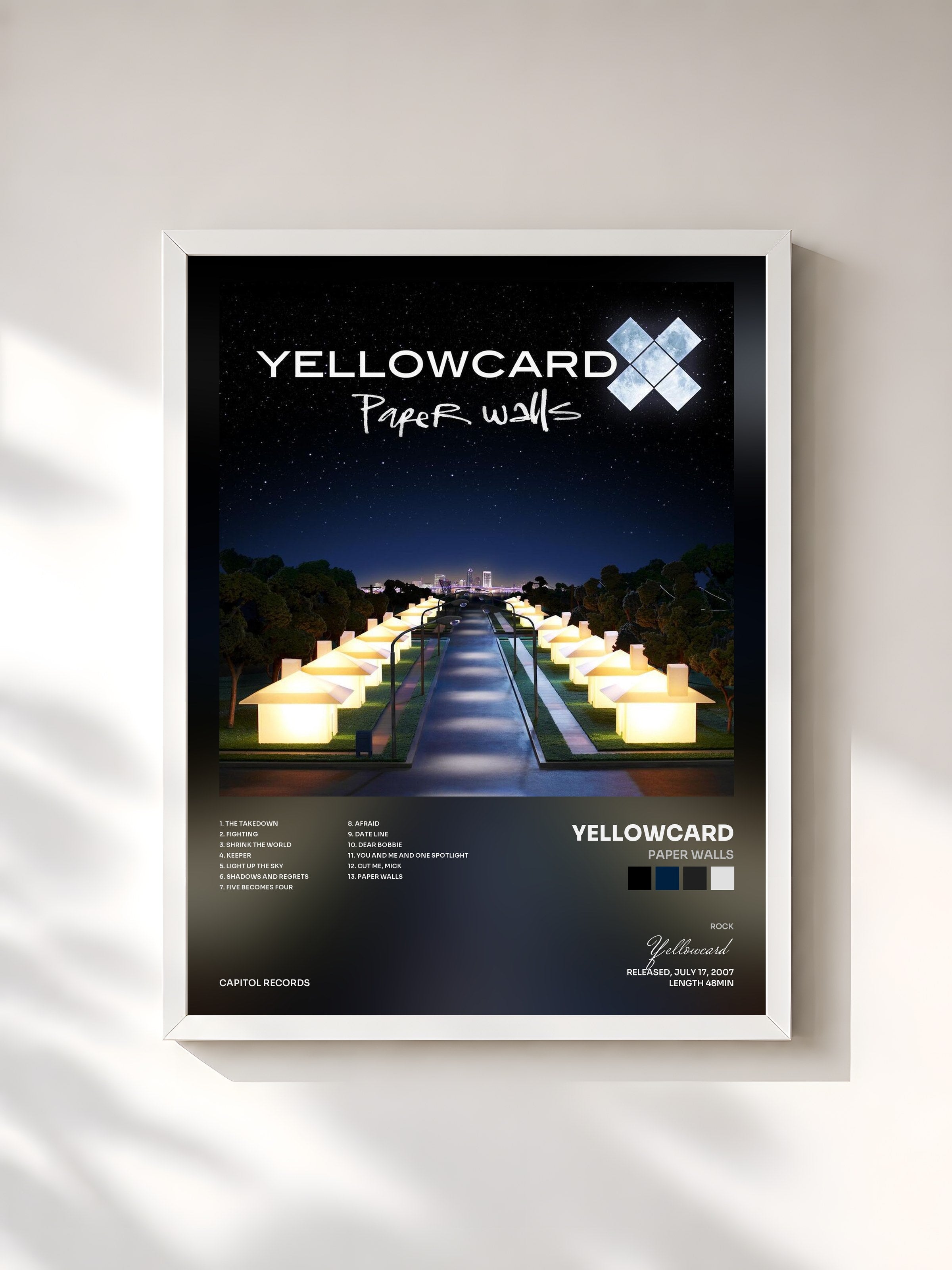 #blanc Tableau de l'album Paper Walls de Yellowcard, cadre blanc, imprimé et encadré en France
