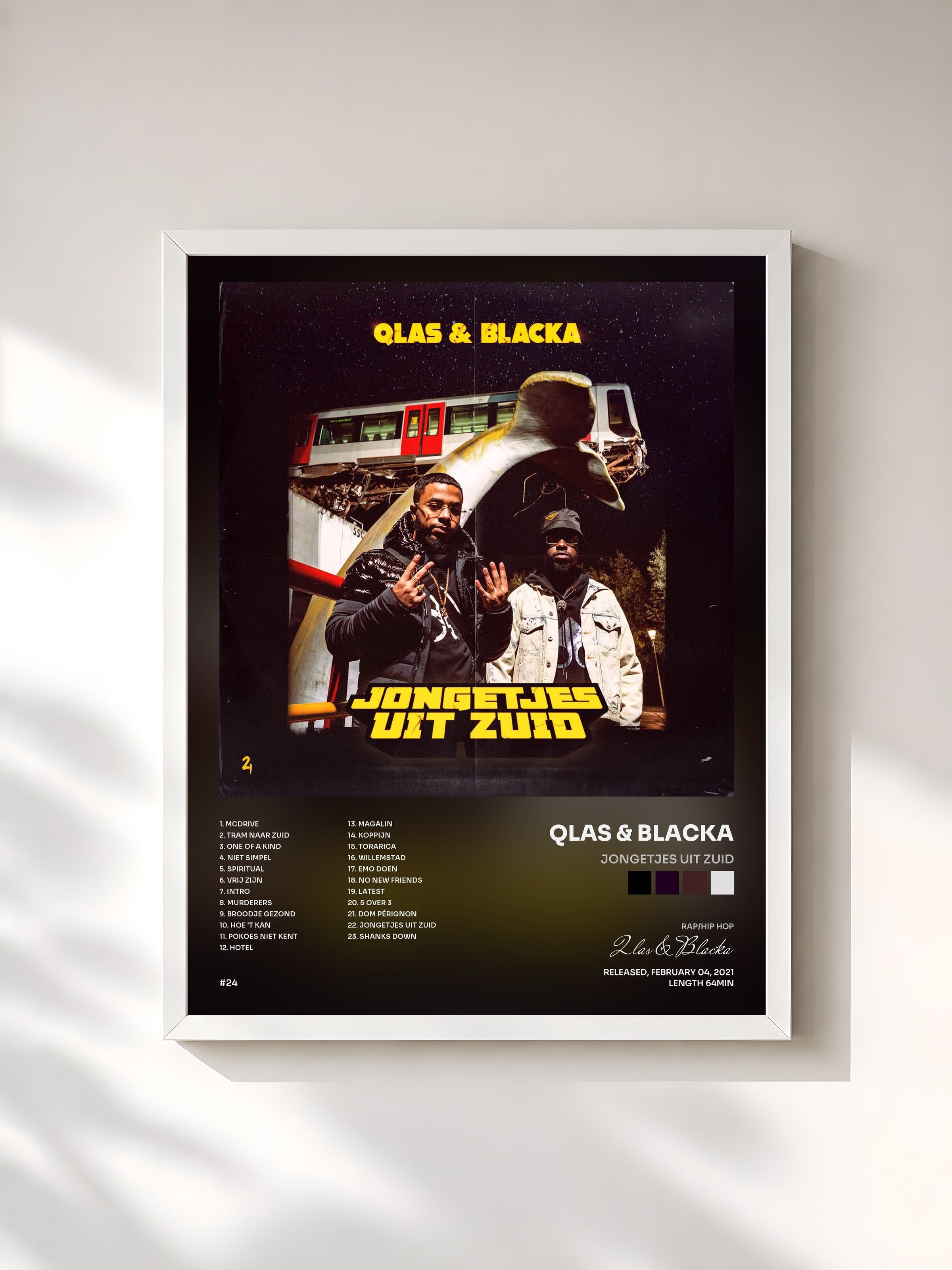#blanc Tableau de l'album Jongetjes Uit Zuid de Qlas & Blacka, cadre blanc, imprimé et encadré en France