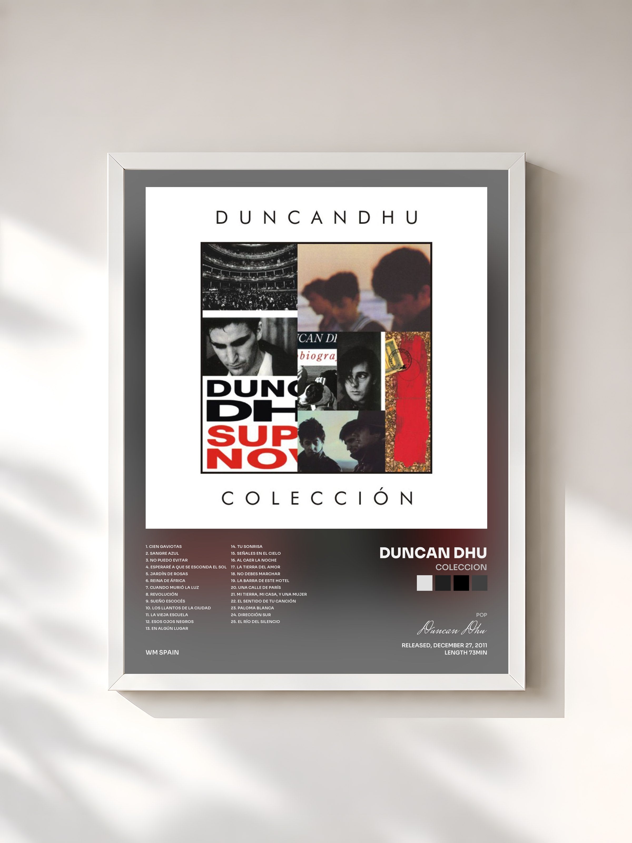 #blanc Tableau de l'album Coleccion de Duncan Dhu, cadre blanc, imprimé et encadré en France