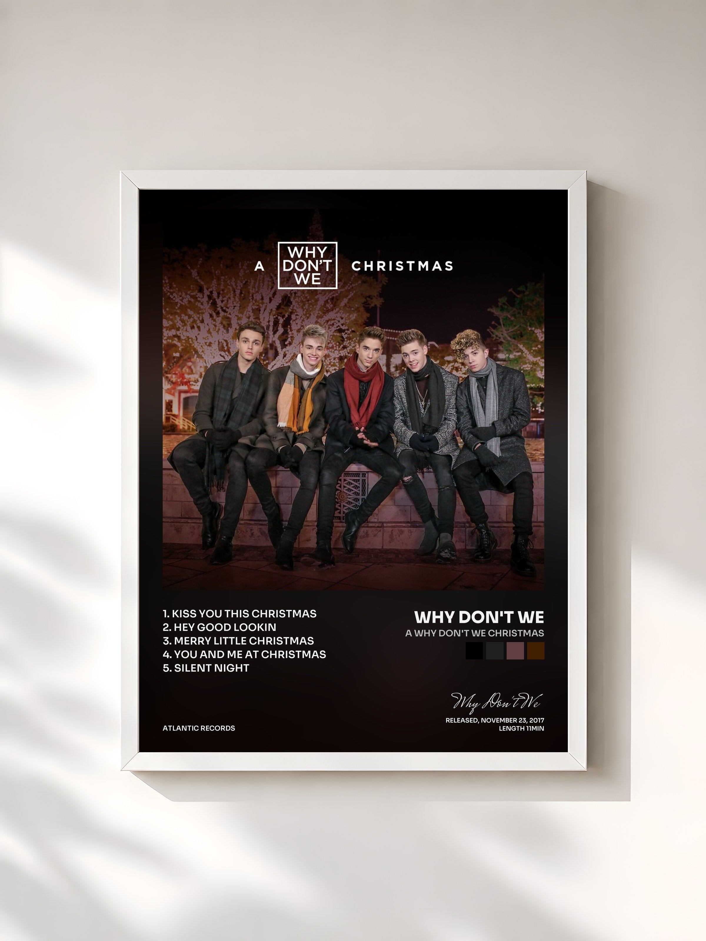 #blanc Tableau de l'album A Why Don't We Christmas de Why Don't We, cadre blanc, imprimé et encadré en France