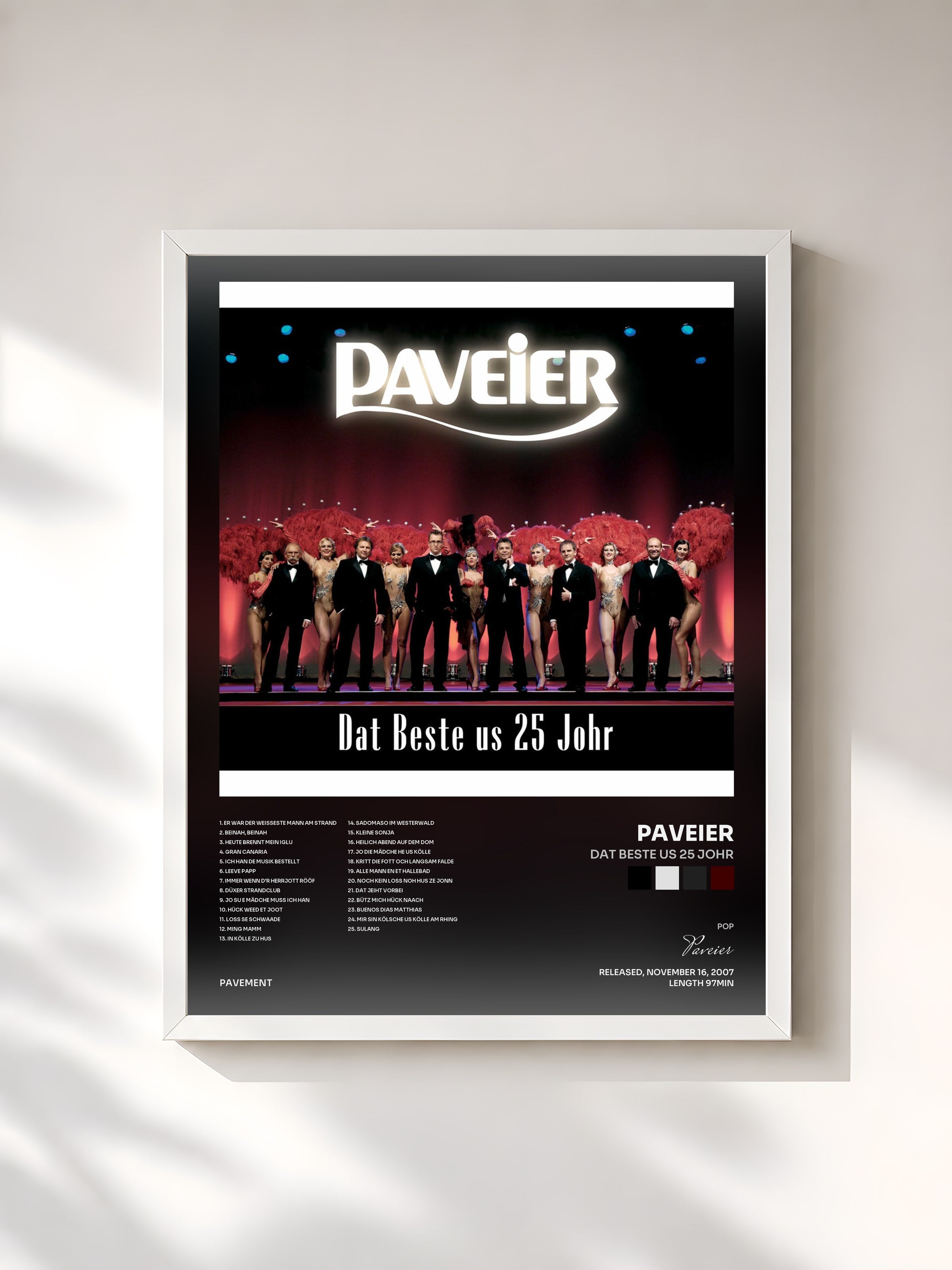 #blanc Tableau de l'album Dat Beste us 25 Johr de Paveier, cadre blanc, imprimé et encadré en France