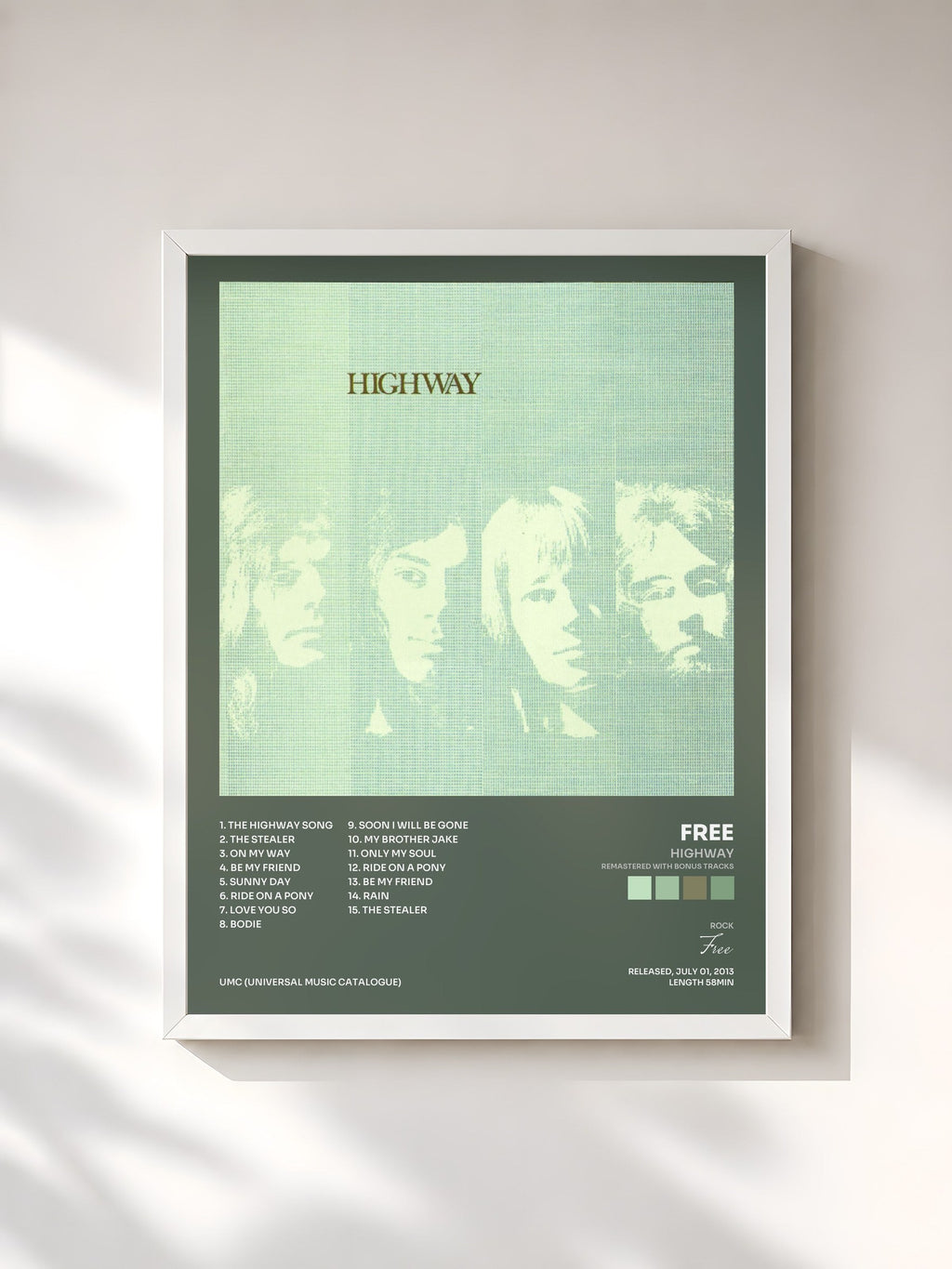 #blanc Highway (Remastered with Bonus Tracks) de Free en lámina enmarcada, marco blanco, impresa y enmarcada en Francia