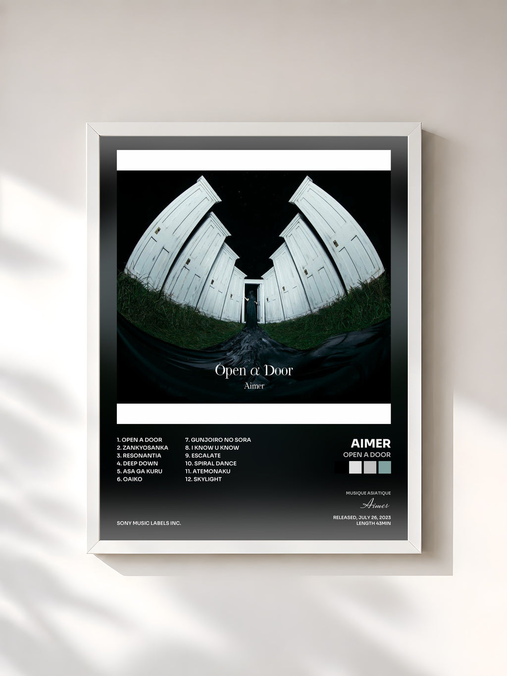 #blanc Open a Door by Aimer as a framed art print, white frame, printed and framed in France