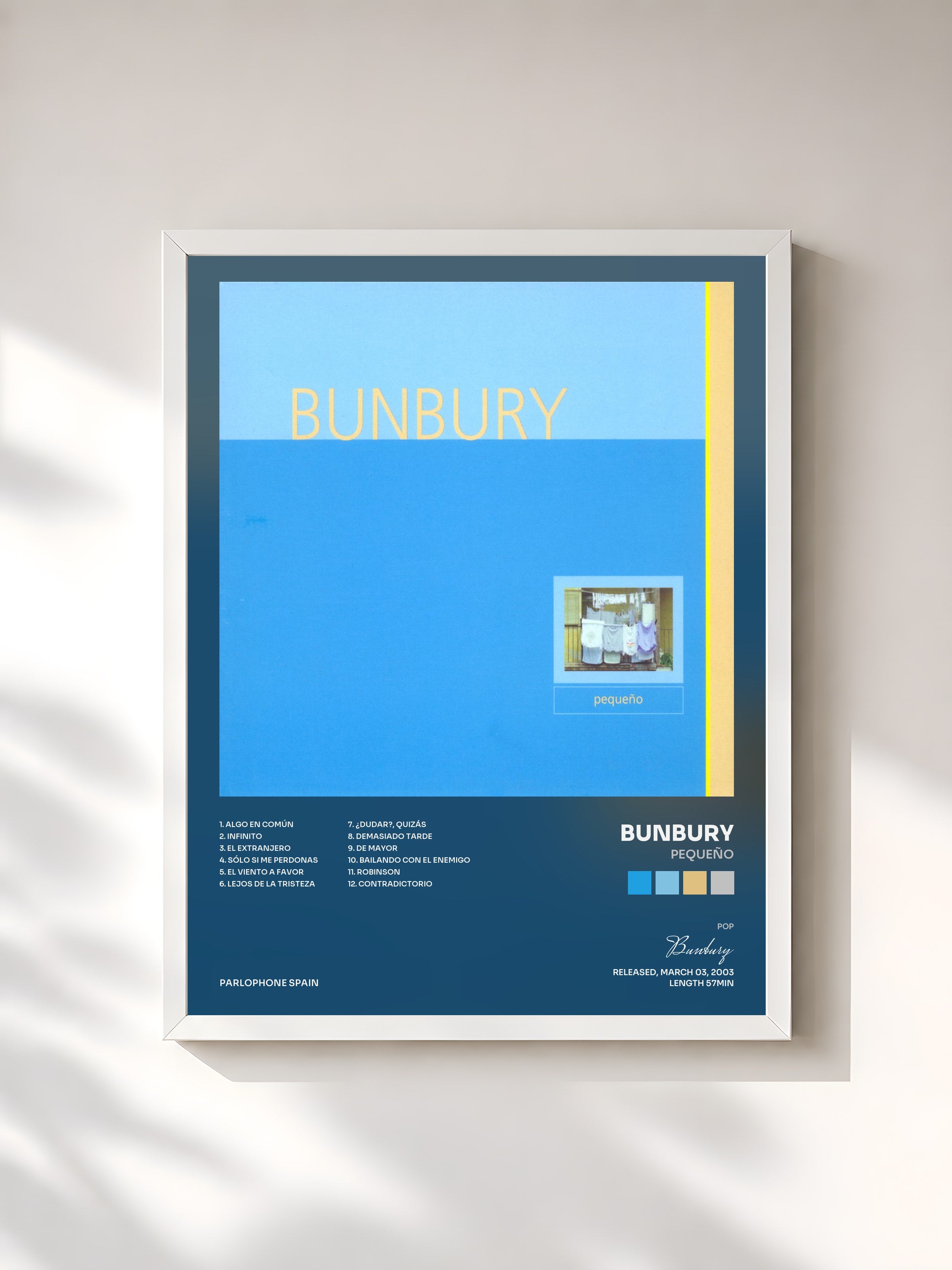 #blanc Tableau de l'album Pequeño de Bunbury, cadre blanc, imprimé et encadré en France