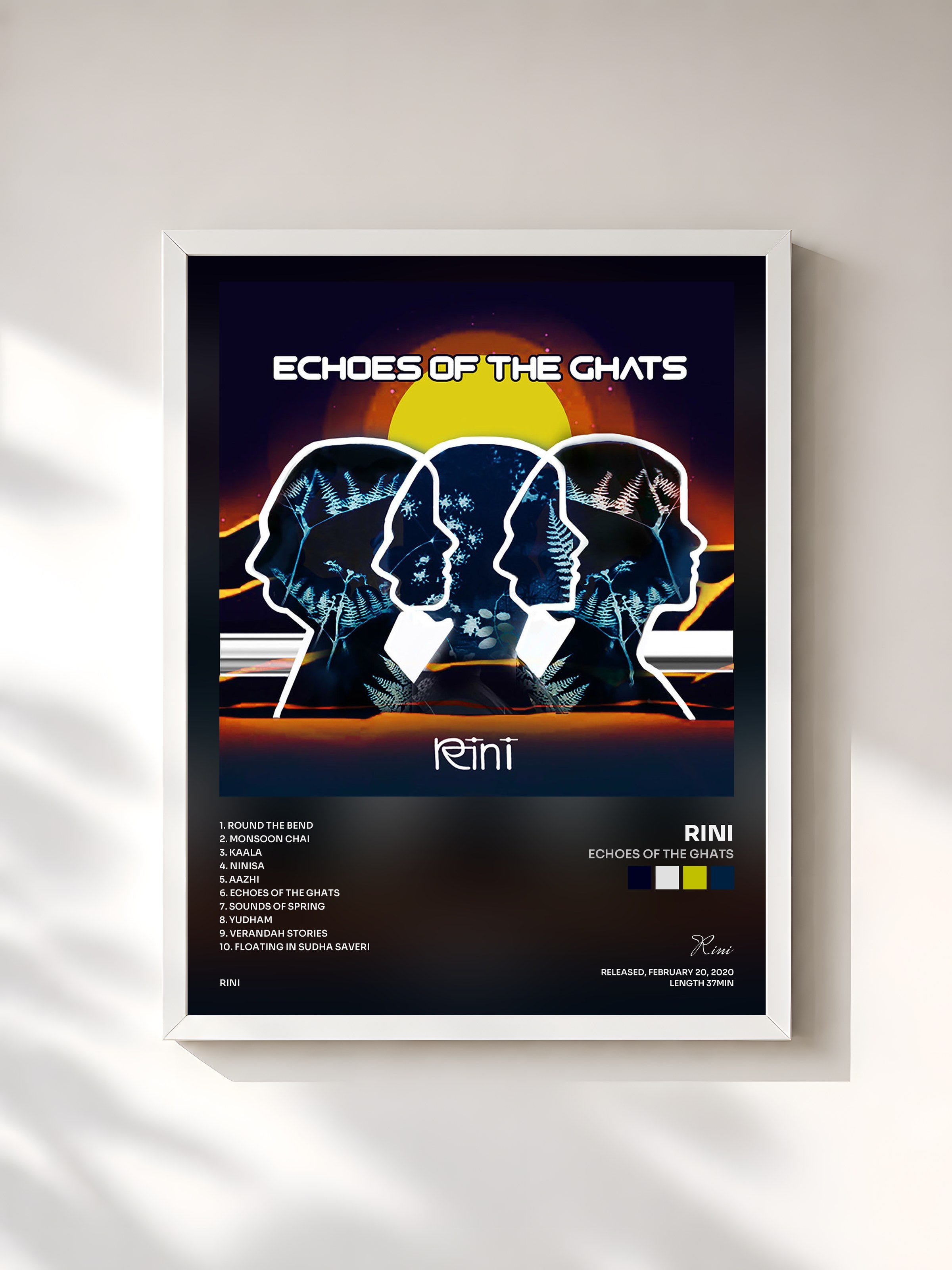 #blanc Tableau de l'album Echoes of the Ghats de Rini, cadre blanc, imprimé et encadré en France
