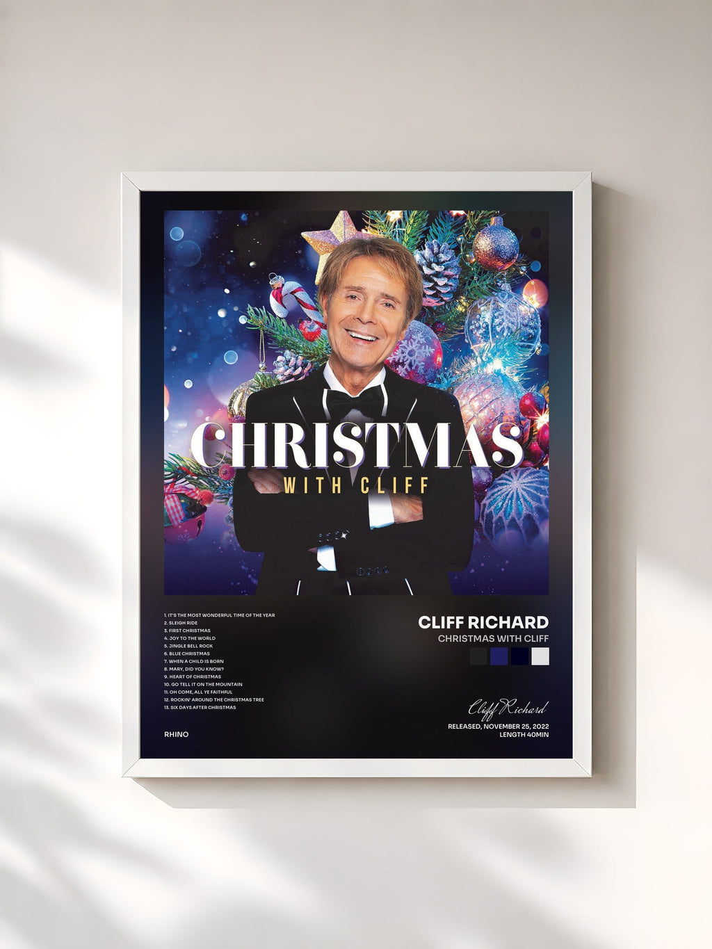 #blanc Christmas with Cliff di Cliff Richard in stampa incorniciata, cornice bianca, stampata e incorniciata in Francia