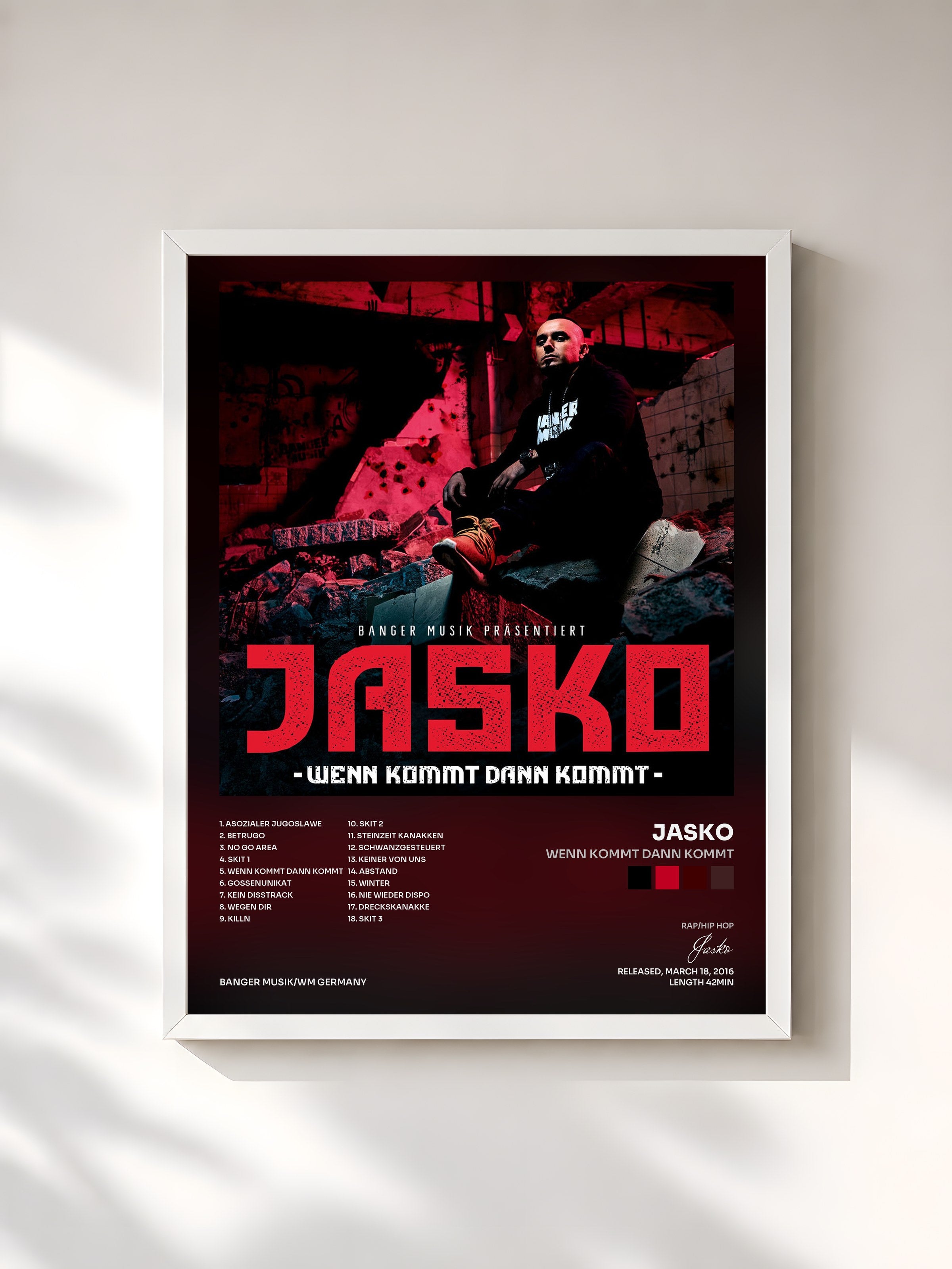 #blanc Tableau de l'album Wenn kommt dann kommt de Jasko, cadre blanc, imprimé et encadré en France