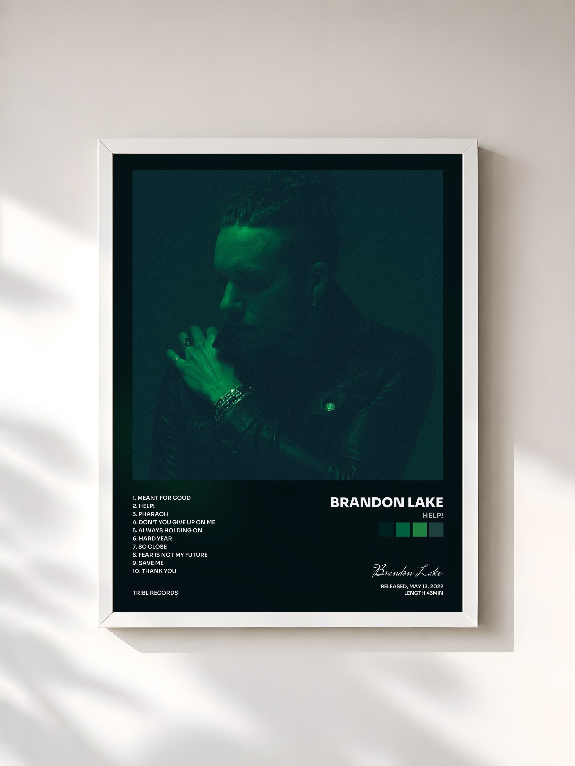 #blanc Tableau de l'album HELP! de Brandon Lake, cadre blanc, imprimé et encadré en France