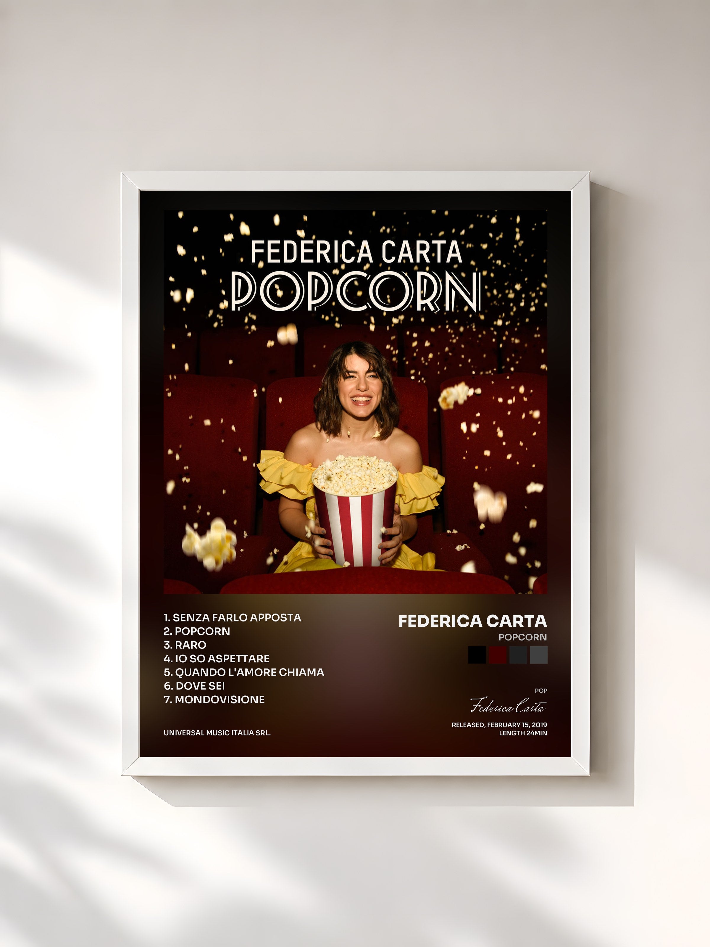 #blanc Tableau de l'album Popcorn de Federica Carta, cadre blanc, imprimé et encadré en France