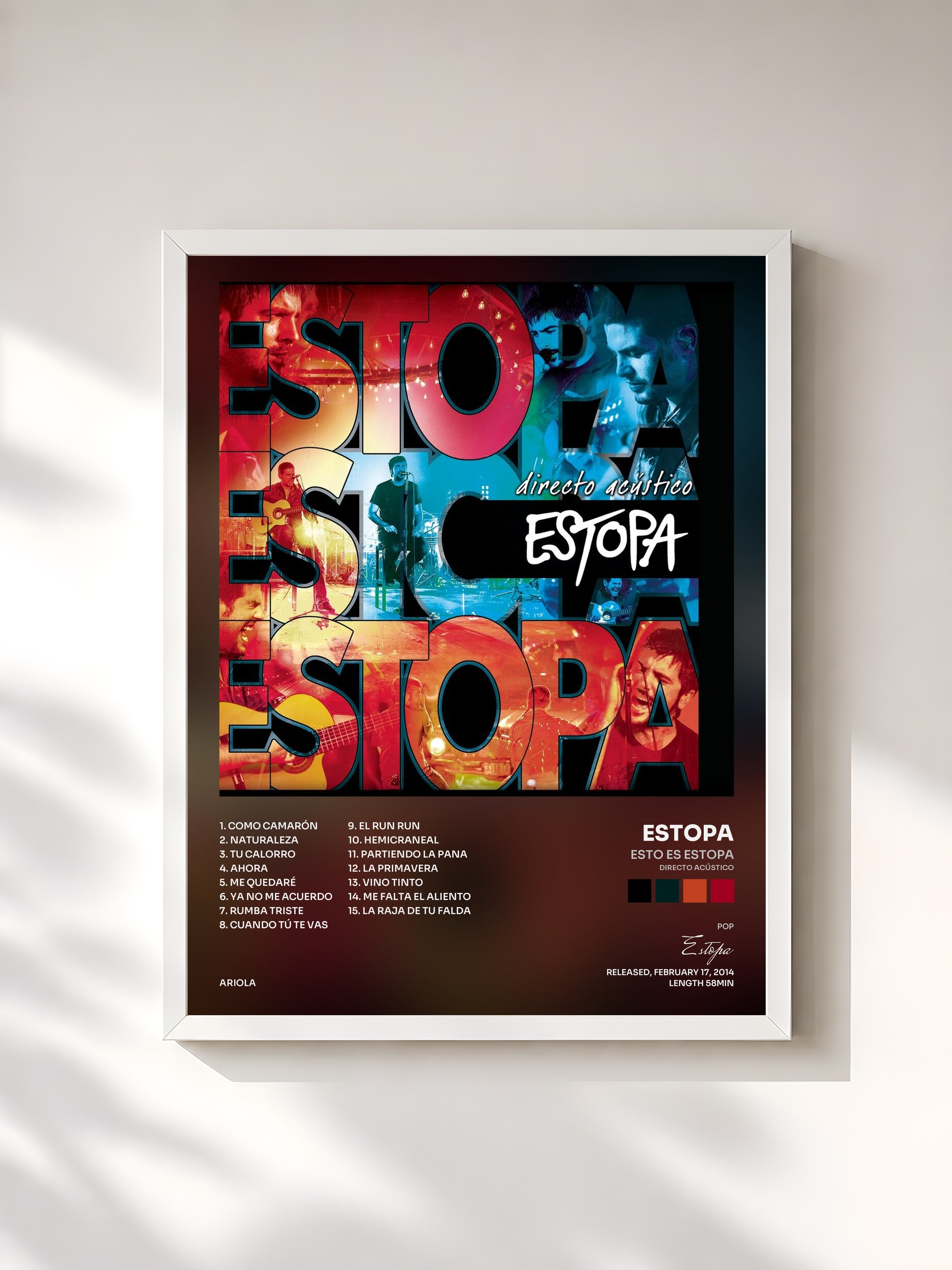 #blanc Tableau de l'album Esto Es Estopa (Directo Acústico) de Estopa, cadre blanc, imprimé et encadré en France