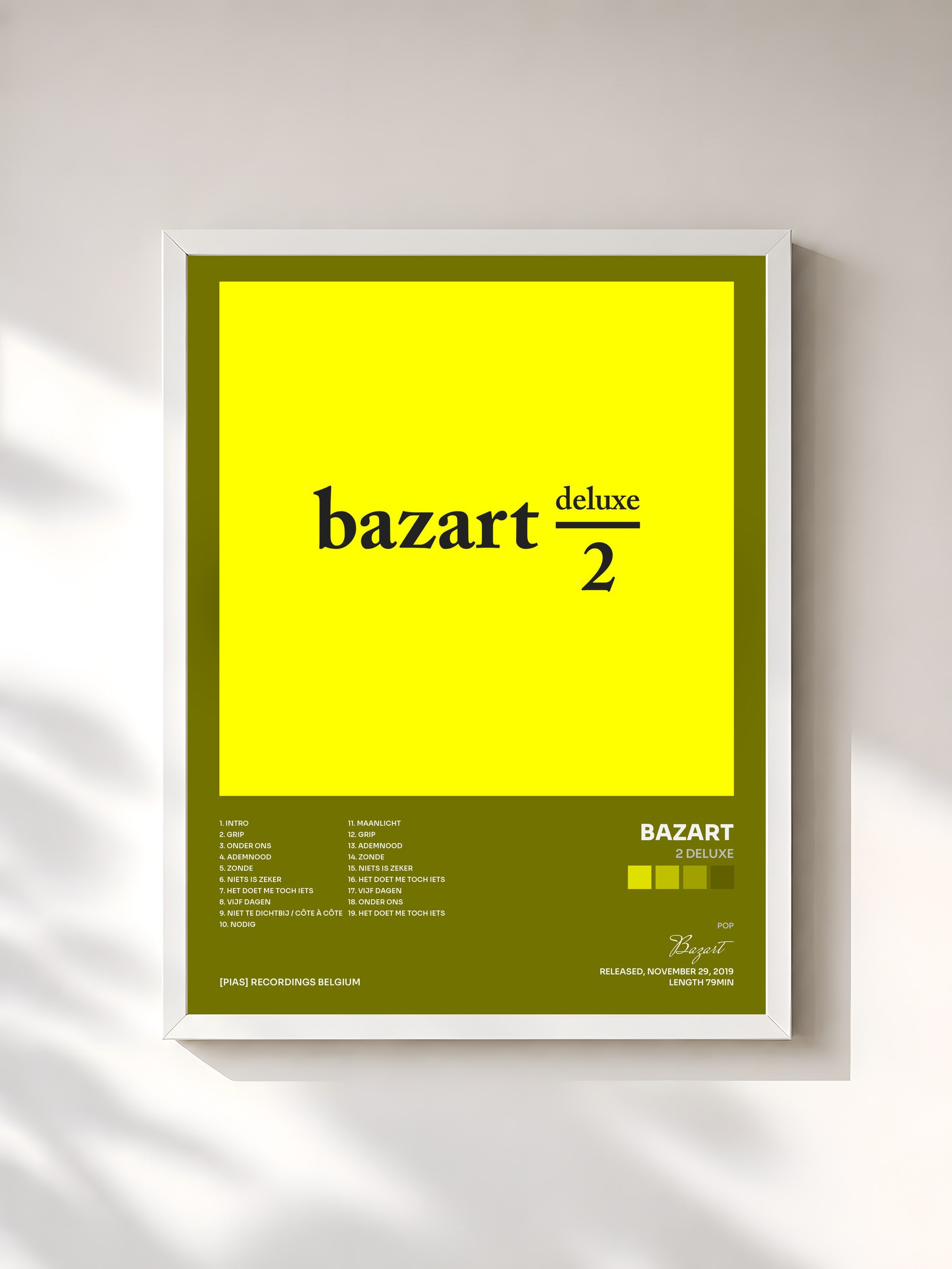 #blanc Tableau de l'album 2 DELUXE de Bazart, cadre blanc, imprimé et encadré en France