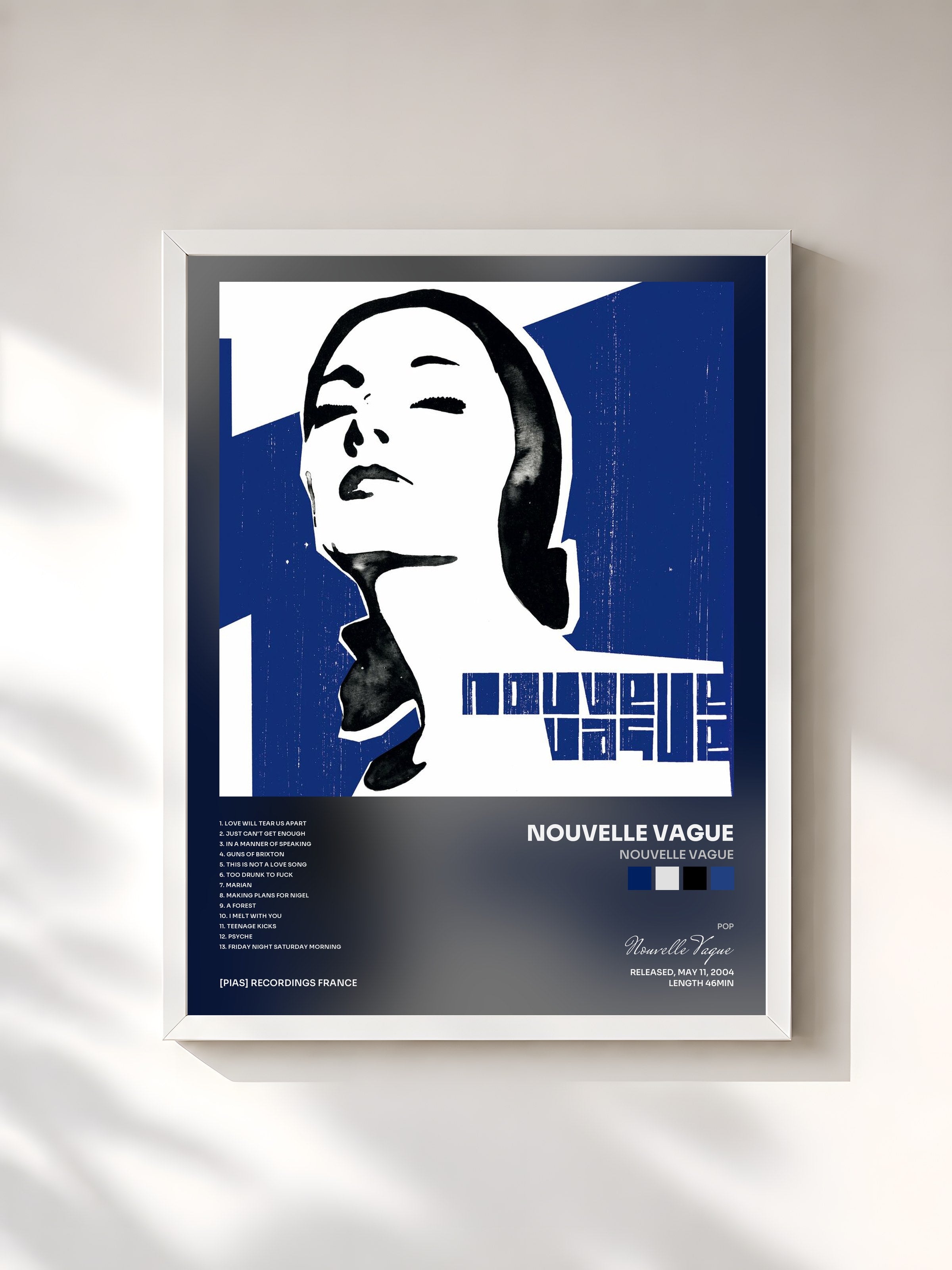 #blanc Tableau de l'album Nouvelle vague de Nouvelle Vague, cadre blanc, imprimé et encadré en France