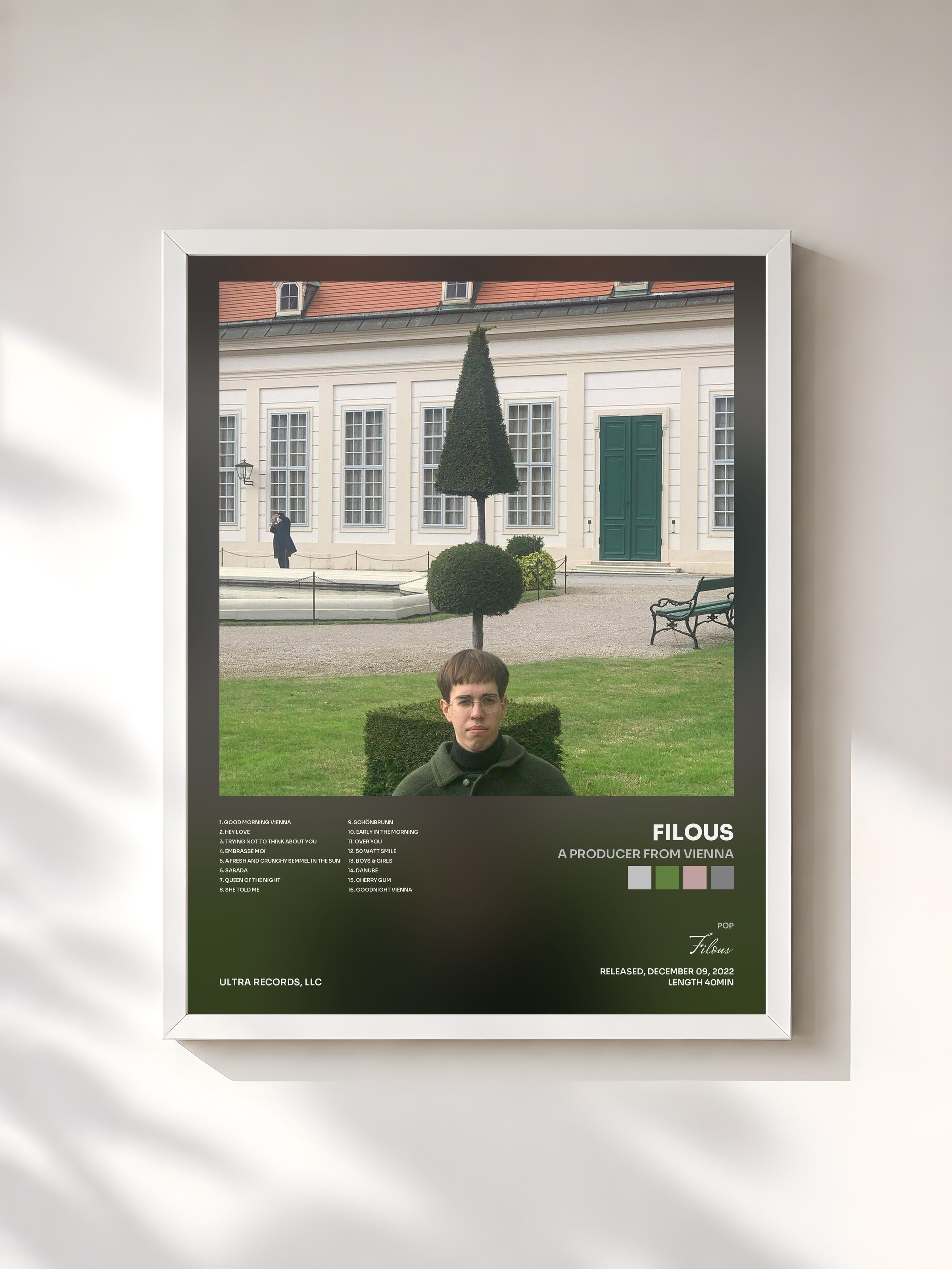 #blanc Tableau de l'album A Producer From Vienna de Filous, cadre blanc, imprimé et encadré en France
