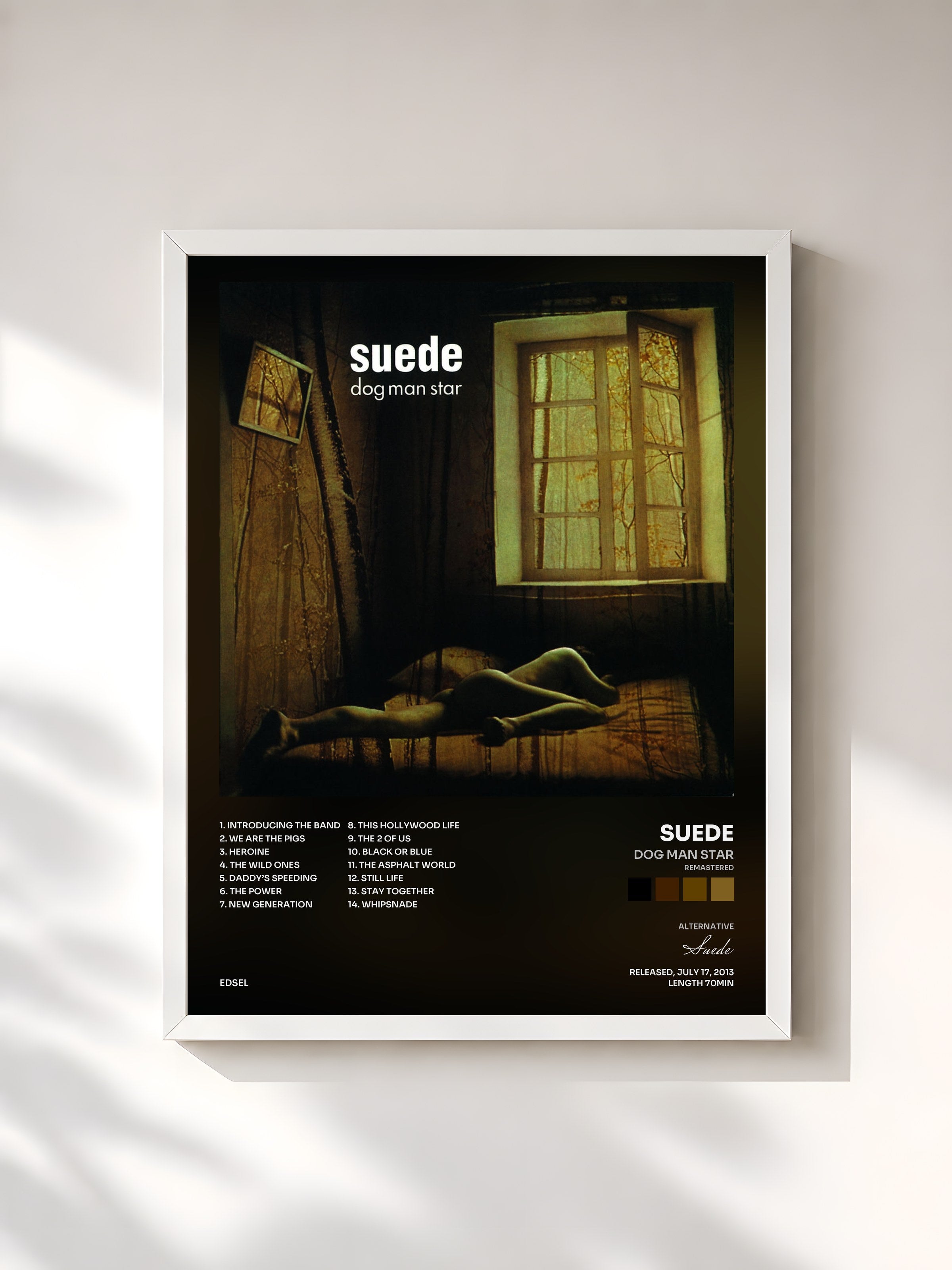 #blanc Tableau de l'album Dog Man Star (Remastered) de Suede, cadre blanc, imprimé et encadré en France