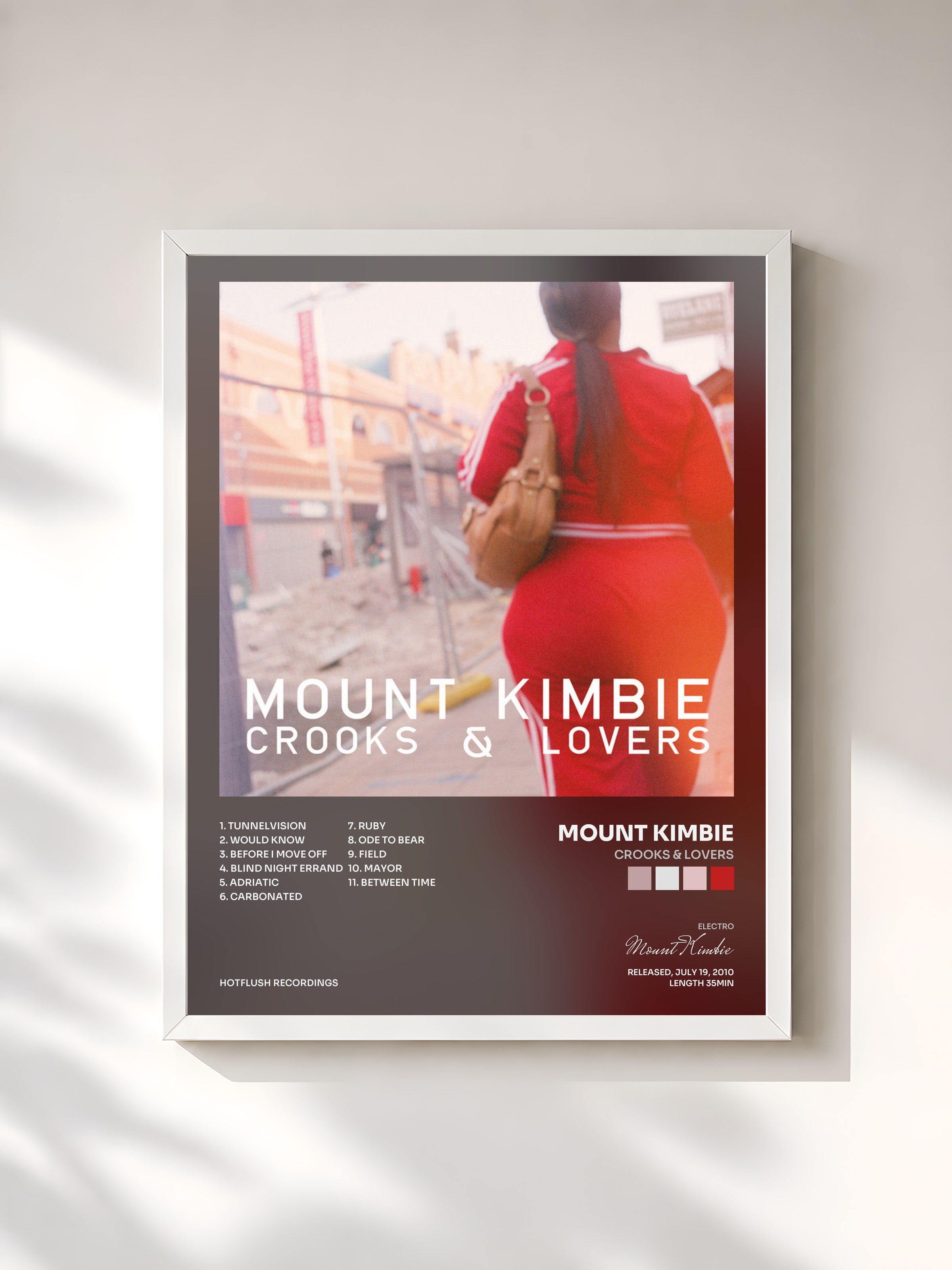 #blanc Tableau de l'album Crooks & Lovers de Mount Kimbie, cadre blanc, imprimé et encadré en France