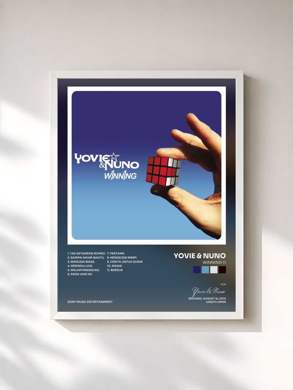 #blanc Tableau de l'album Winning 11 de Yovie & Nuno, cadre blanc, imprimé et encadré en France
