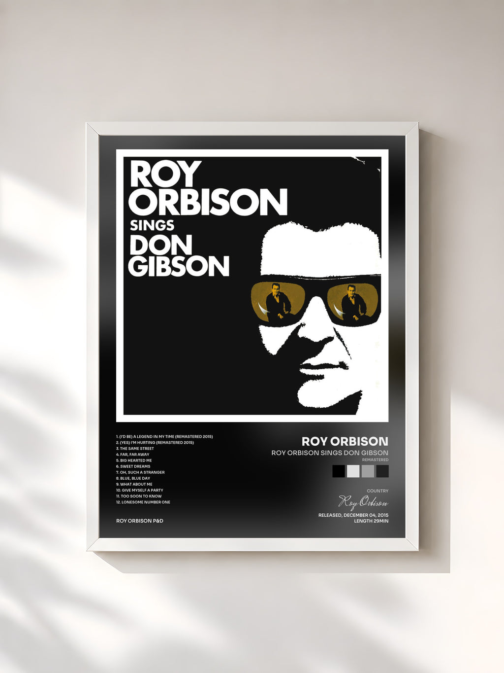 #blanc Roy Orbison Sings Don Gibson (Remastered) by Roy Orbison as a framed art print, white frame, printed and framed in France