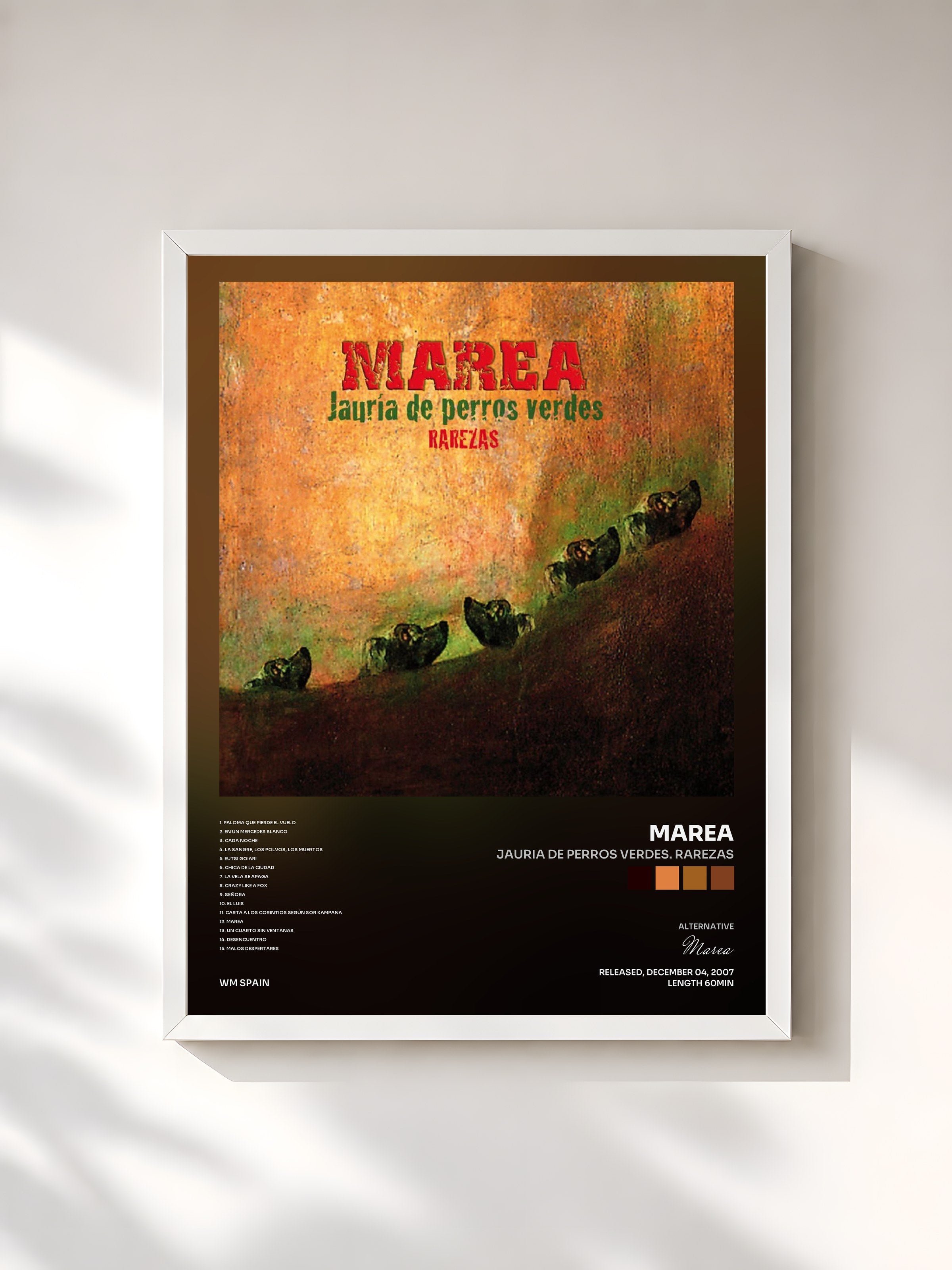 #blanc Tableau de l'album Jauria de perros verdes. Rarezas de Marea, cadre blanc, imprimé et encadré en France