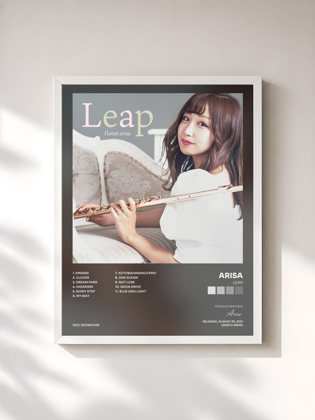 #blanc Leap by Arisa as a framed art print, white frame, printed and framed in France
