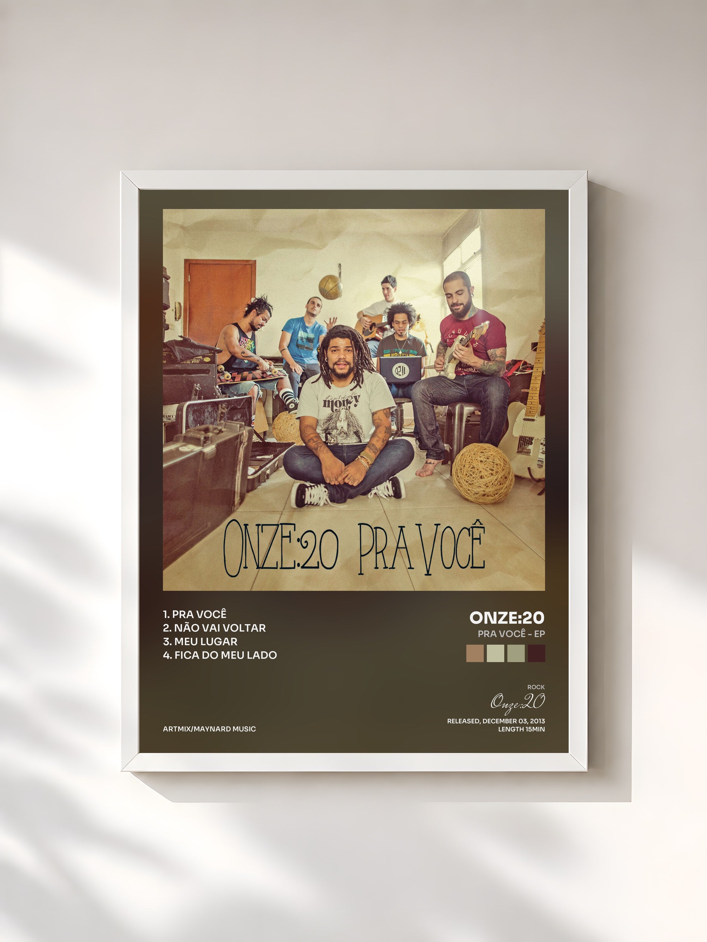 #blanc Tableau de l'album Pra Você - EP de Onze:20, cadre blanc, imprimé et encadré en France