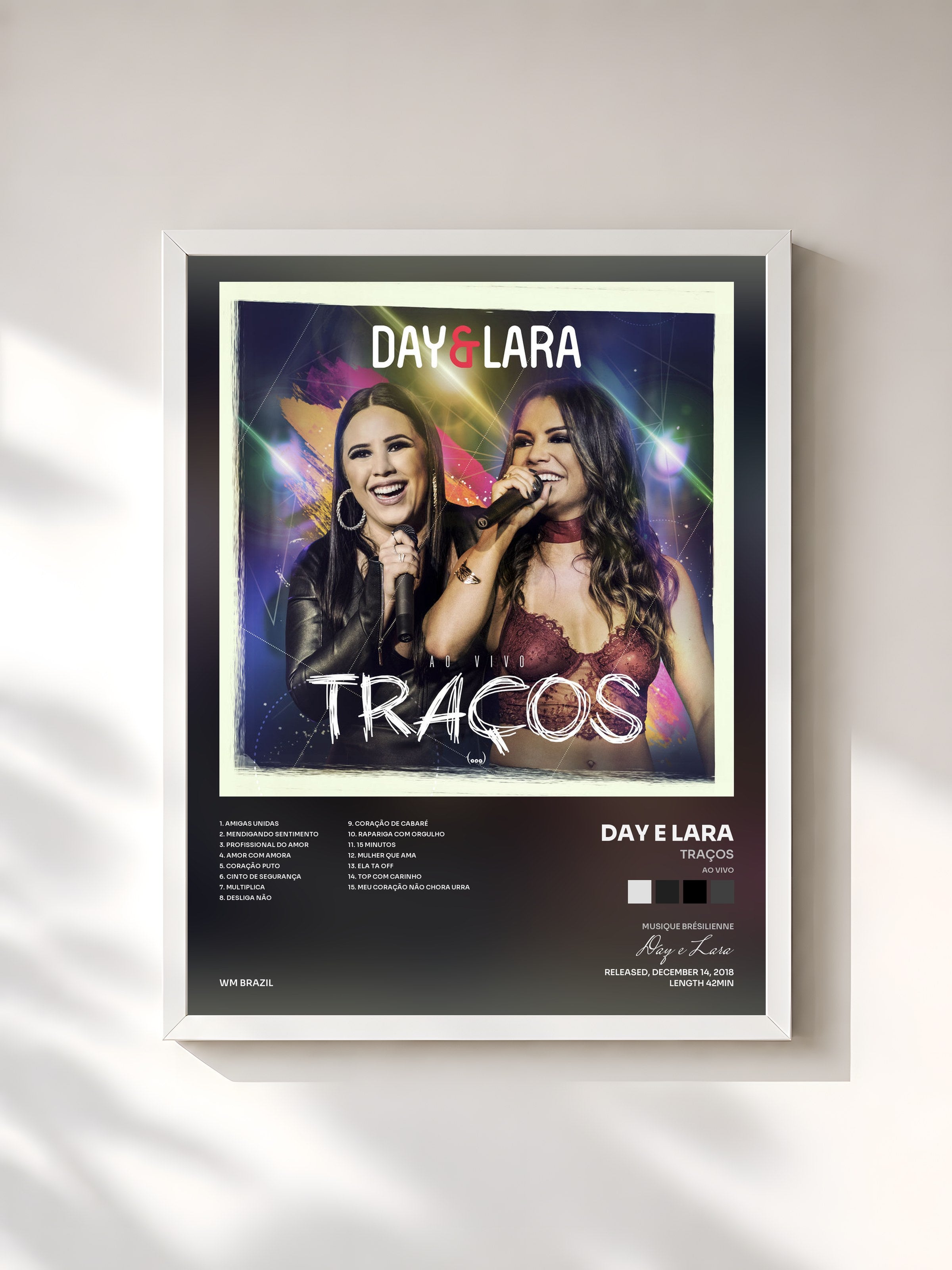 #blanc Tableau de l'album Traços (Ao vivo) de Day e Lara, cadre blanc, imprimé et encadré en France