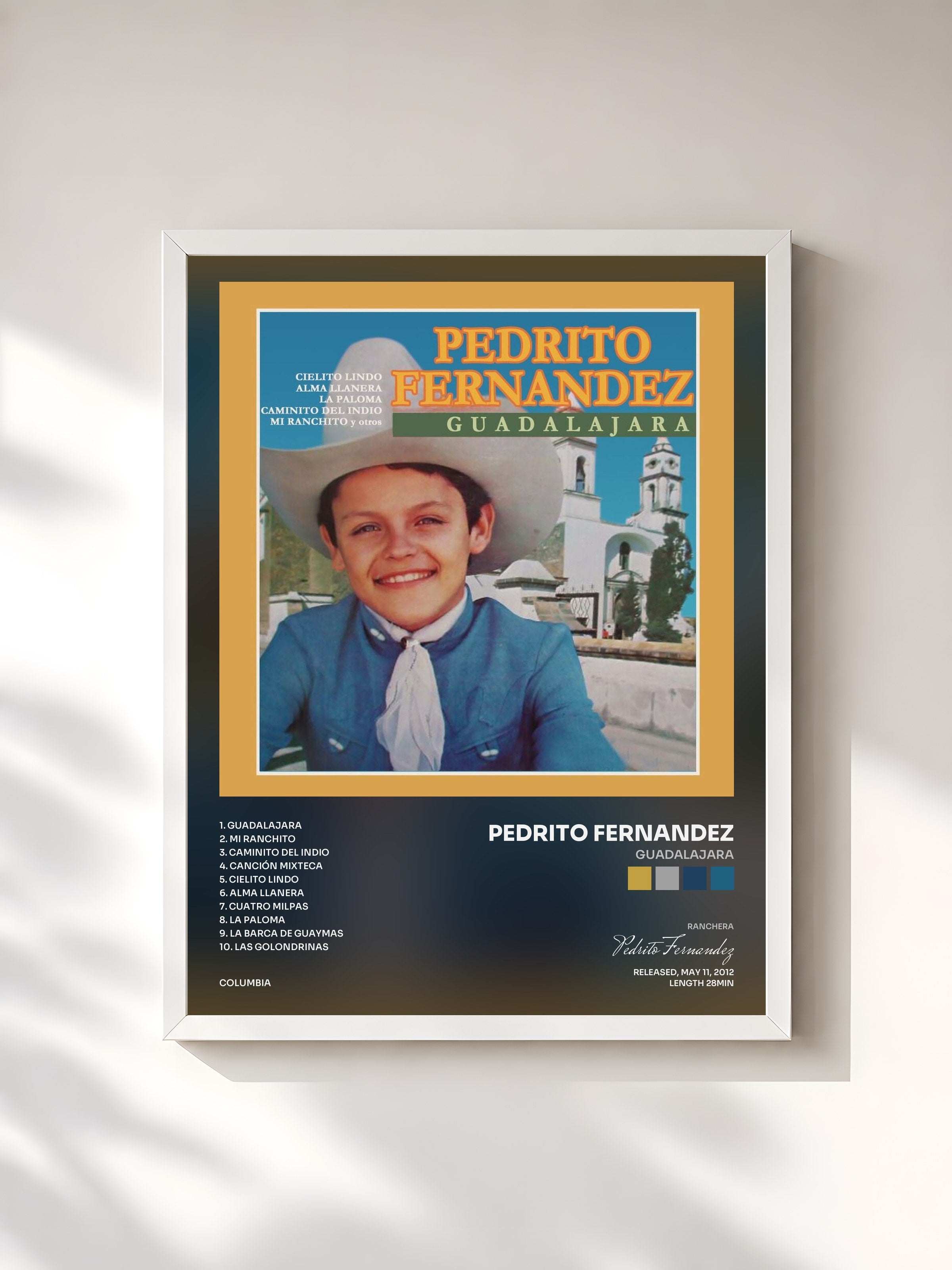 #blanc Tableau de l'album Guadalajara de Pedrito Fernandez, cadre blanc, imprimé et encadré en France