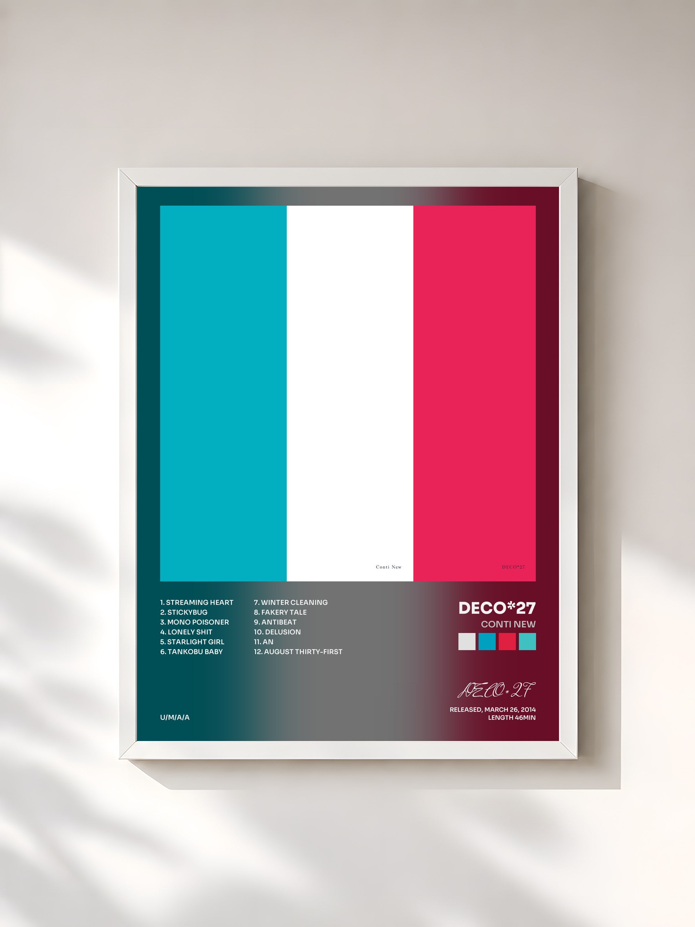 #blanc Tableau de l'album Conti New de DECO*27, cadre blanc, imprimé et encadré en France