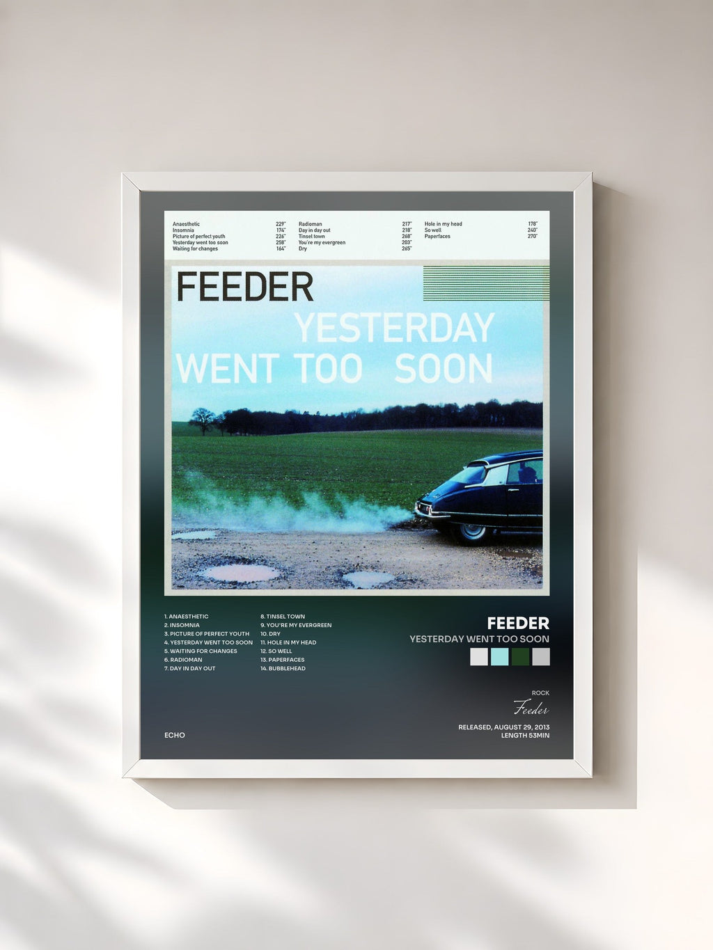 #blanc Yesterday Went Too Soon von Feeder als gerahmter Kunstdruck, weißer Rahmen, gedruckt und gerahmt in Frankreich