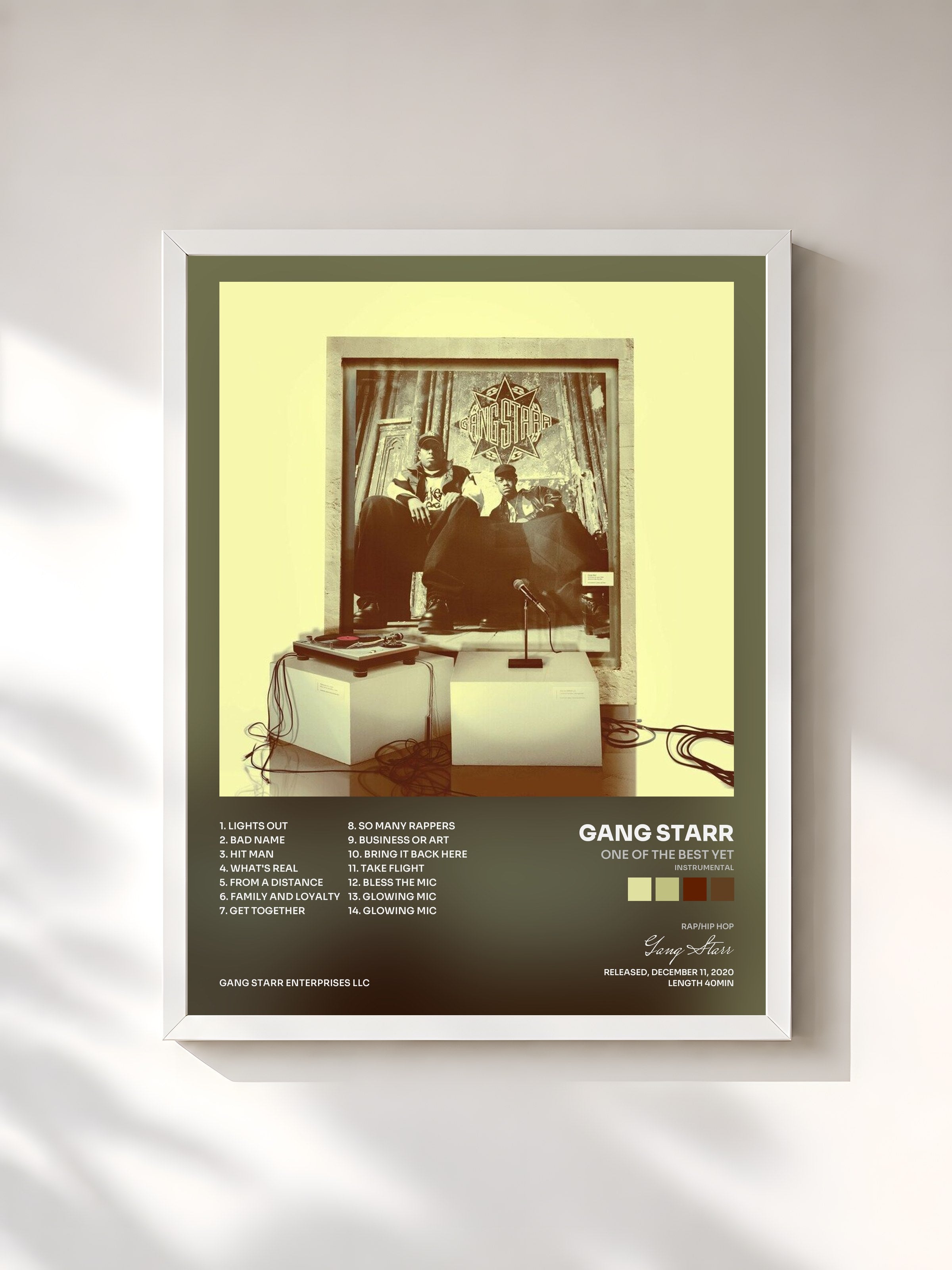 #blanc Tableau de l'album One Of The Best Yet (Instrumental) de Gang Starr, cadre blanc, imprimé et encadré en France