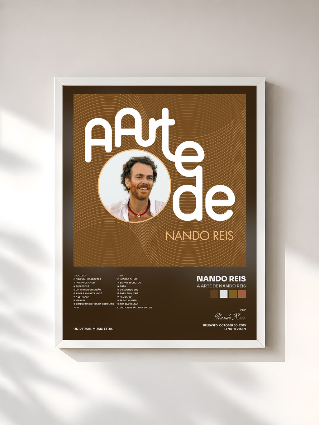 #blanc Tableau de l'album A Arte De Nando Reis de Nando Reis, cadre blanc, imprimé et encadré en France