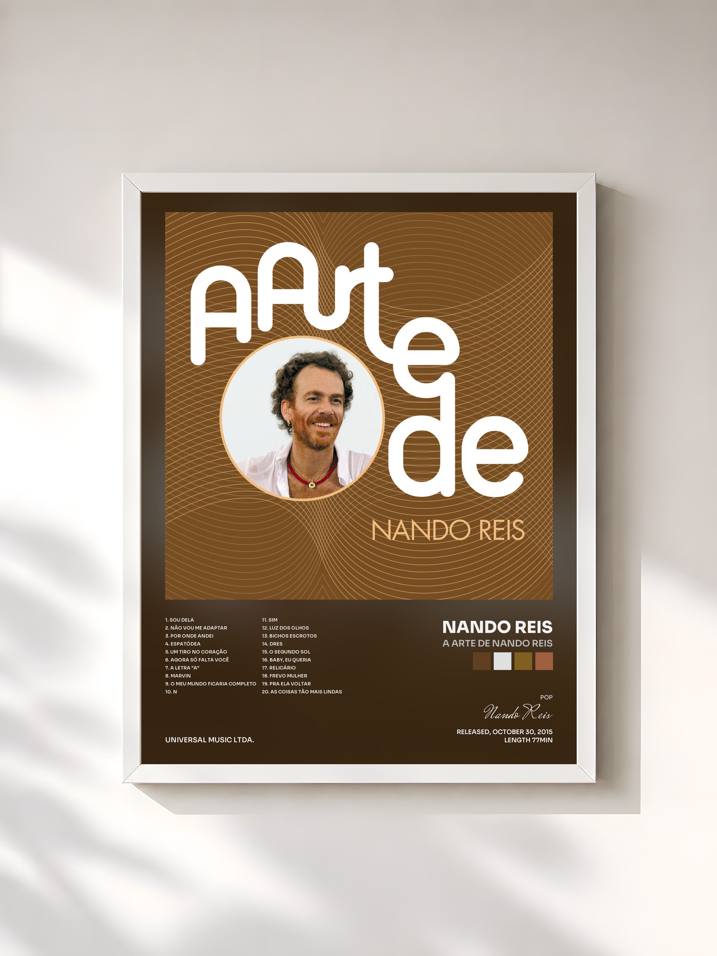 #blanc Tableau de l'album A Arte De Nando Reis de Nando Reis, cadre blanc, imprimé et encadré en France