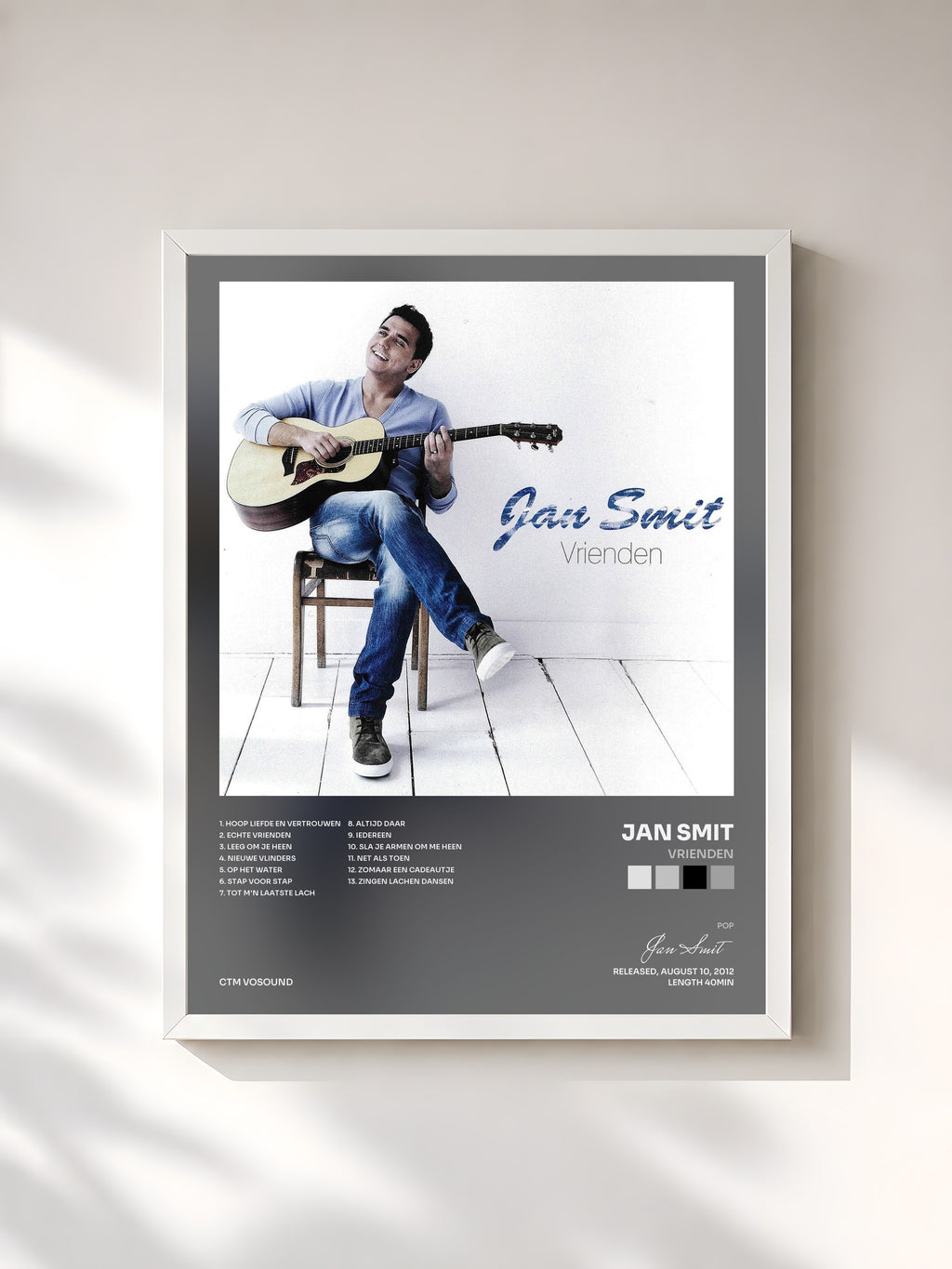 #blanc Tableau de l'album Vrienden de Jan Smit, cadre blanc, imprimé et encadré en France