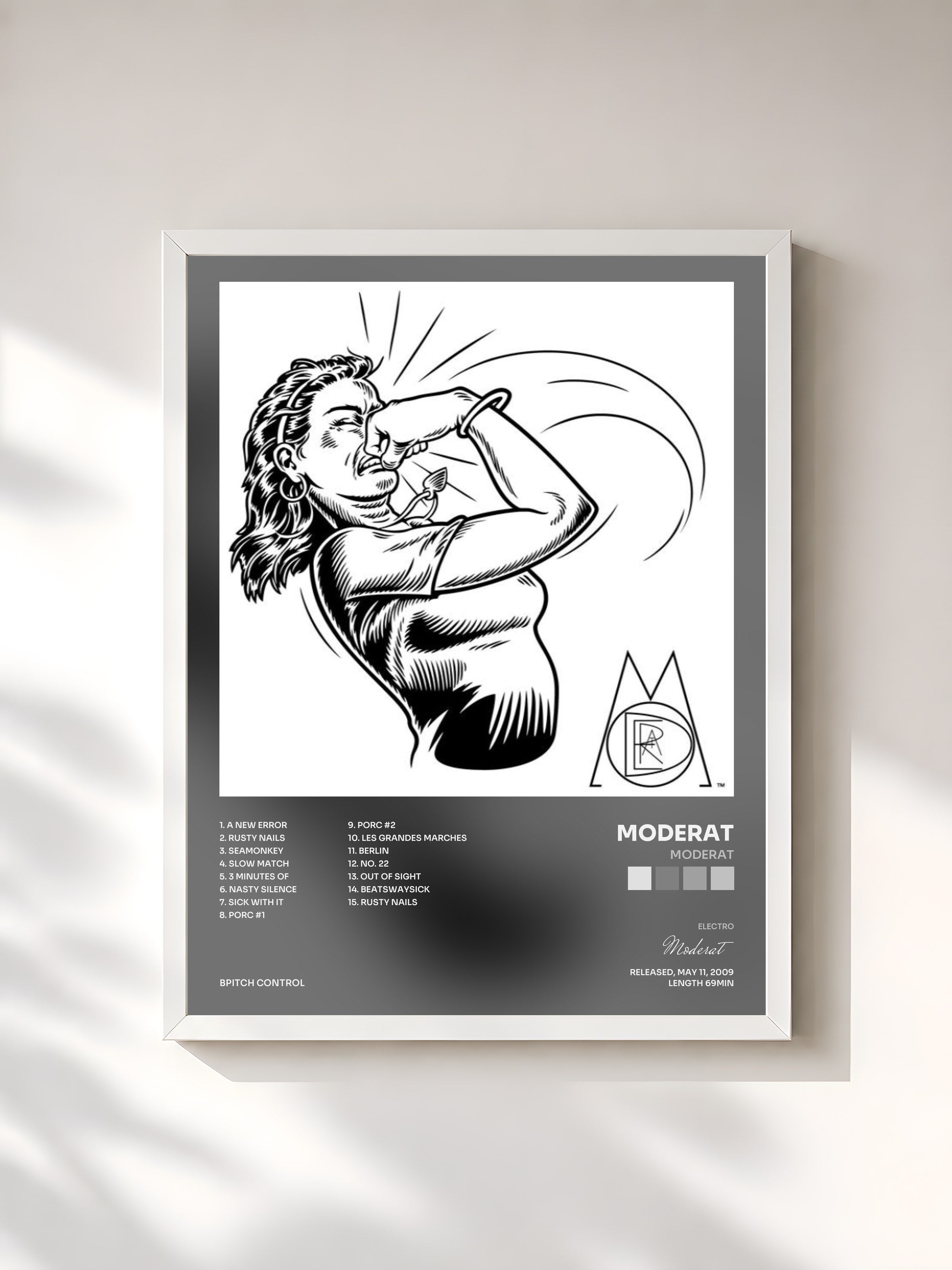 #blanc Tableau de l'album Moderat de Moderat, cadre blanc, imprimé et encadré en France