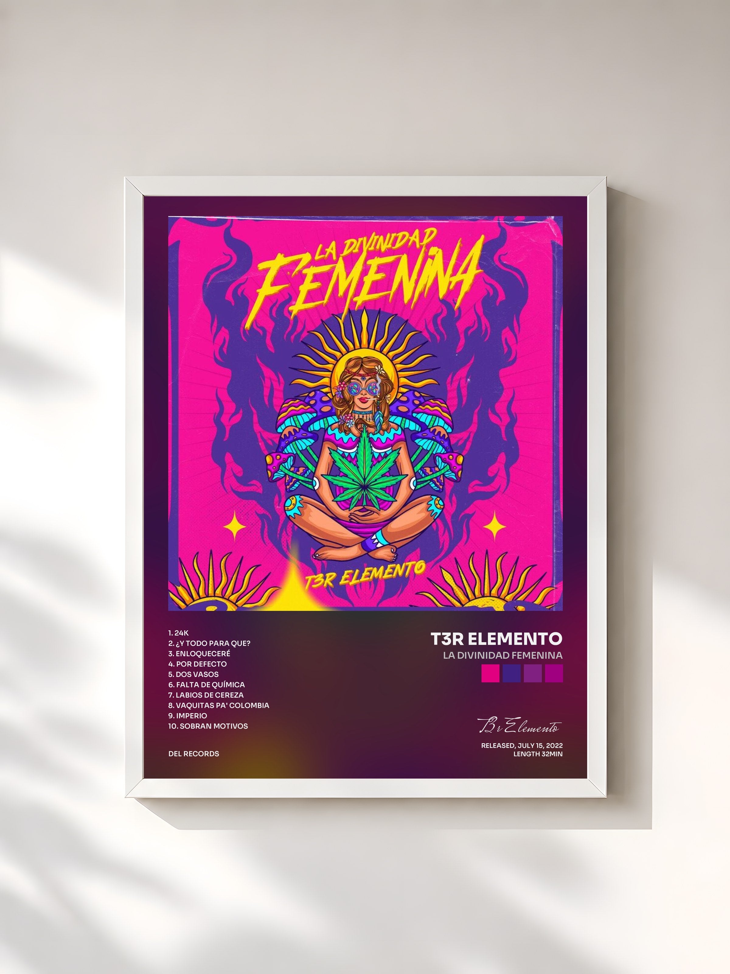#blanc Tableau de l'album La Divinidad Femenina de T3r Elemento, cadre blanc, imprimé et encadré en France
