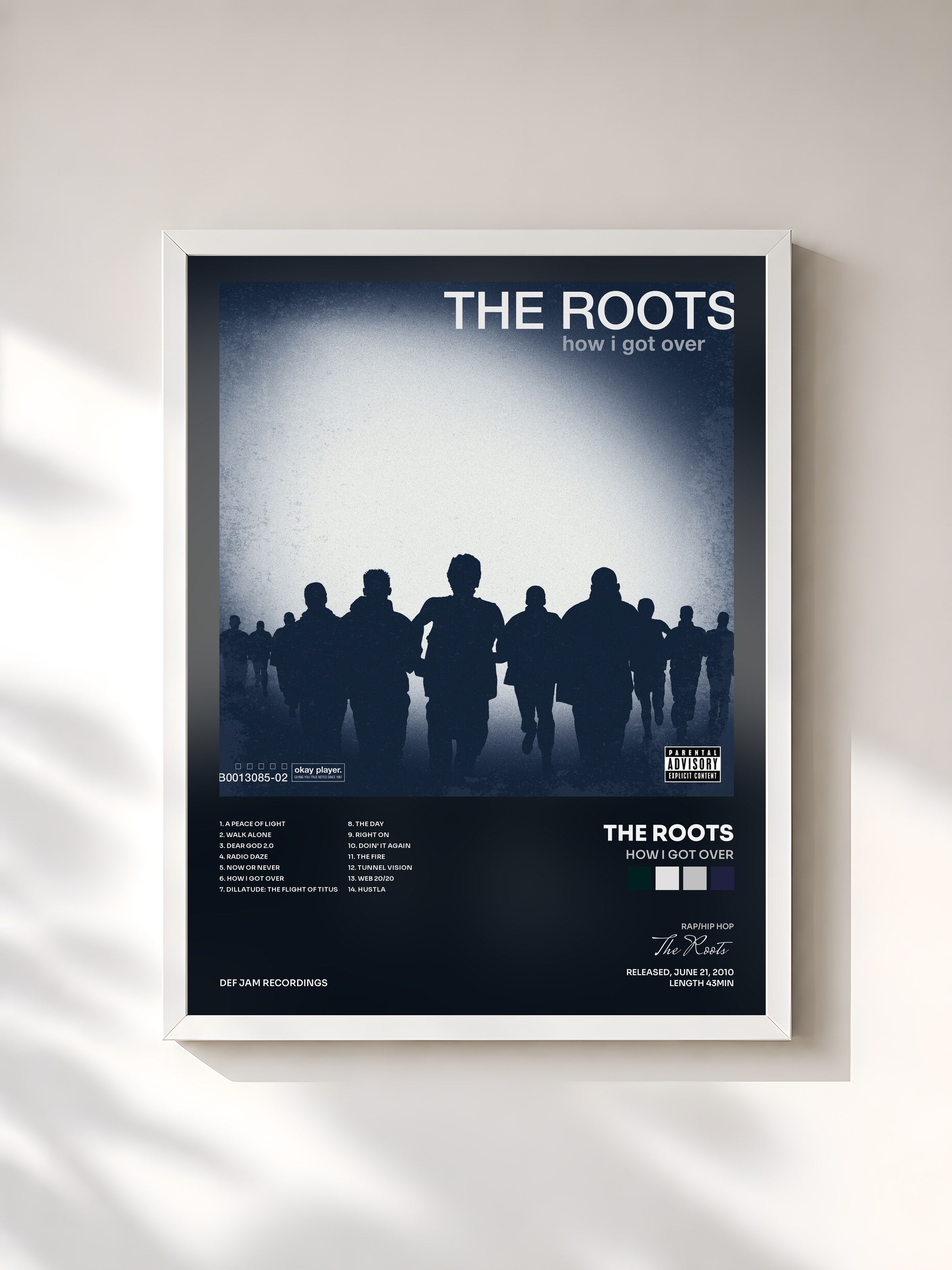 #blanc Tableau de l'album How I Got Over de The Roots, cadre blanc, imprimé et encadré en France