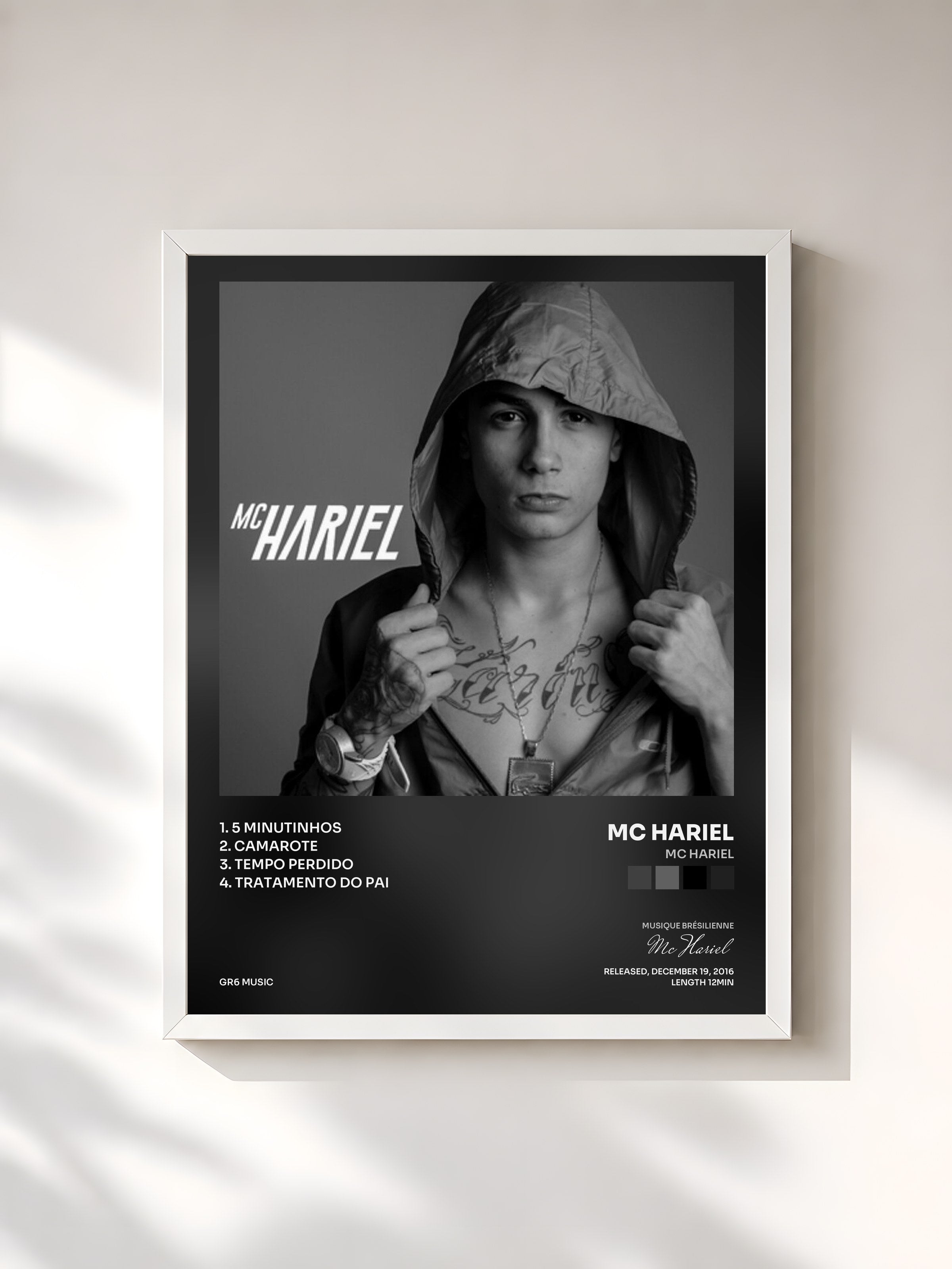 #blanc Tableau de l'album MC Hariel de Mc Hariel, cadre blanc, imprimé et encadré en France