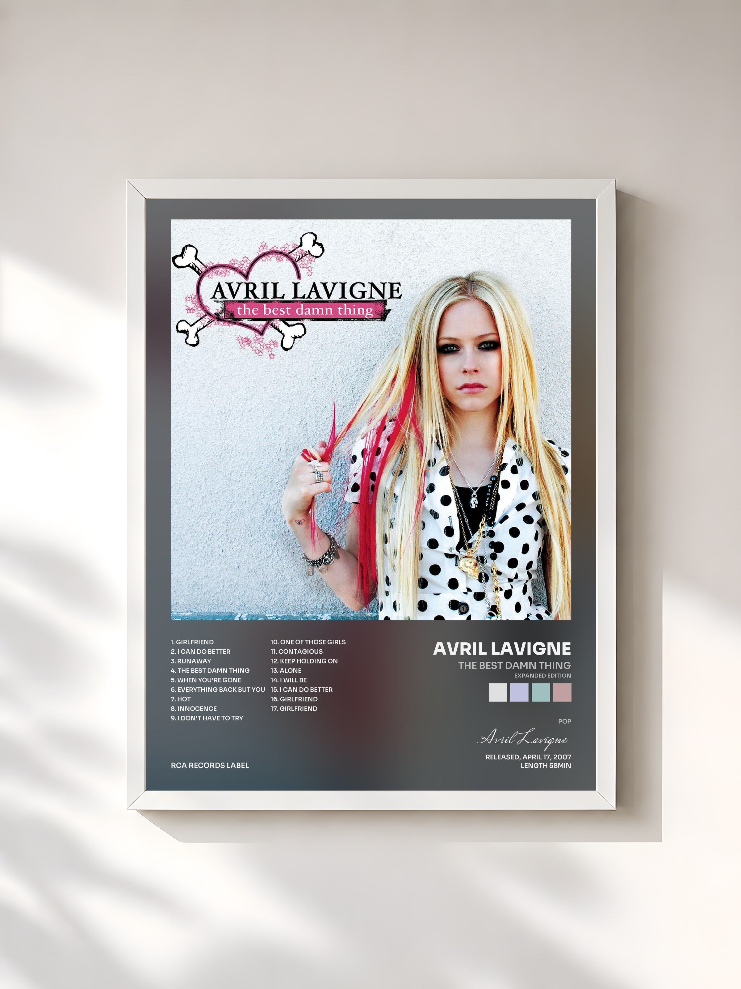 #blanc Tableau de l'album The Best Damn Thing (Expanded Edition) de Avril Lavigne, cadre blanc, imprimé et encadré en France