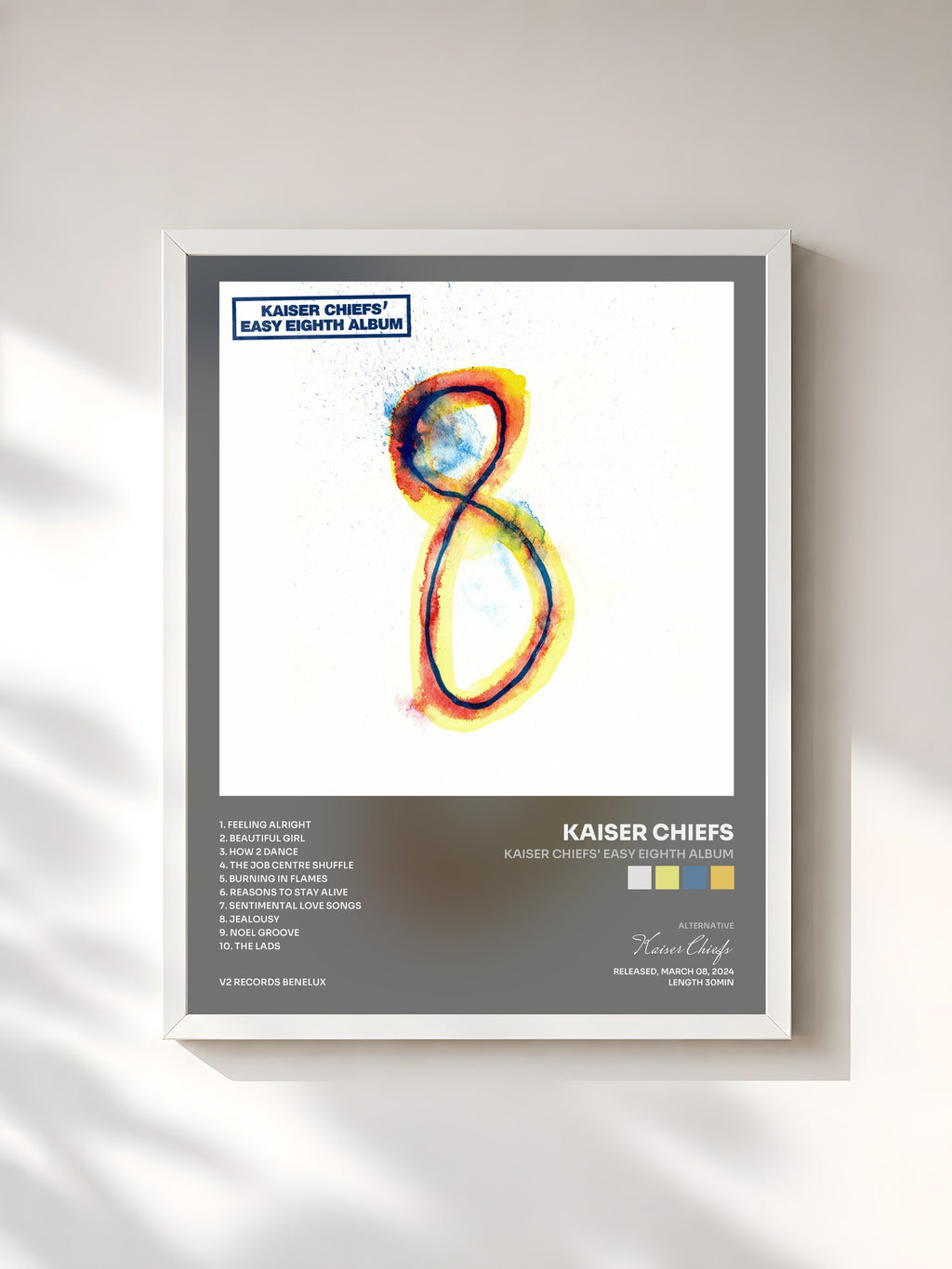 #blanc Kaiser Chiefs' Easy Eighth Album by Kaiser Chiefs as a framed art print, white frame, printed and framed in France